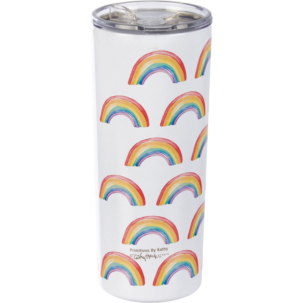 Vibrant Watercolor Rainbow Insulated Stainless Steel Coffee Tumbler, 20 oz