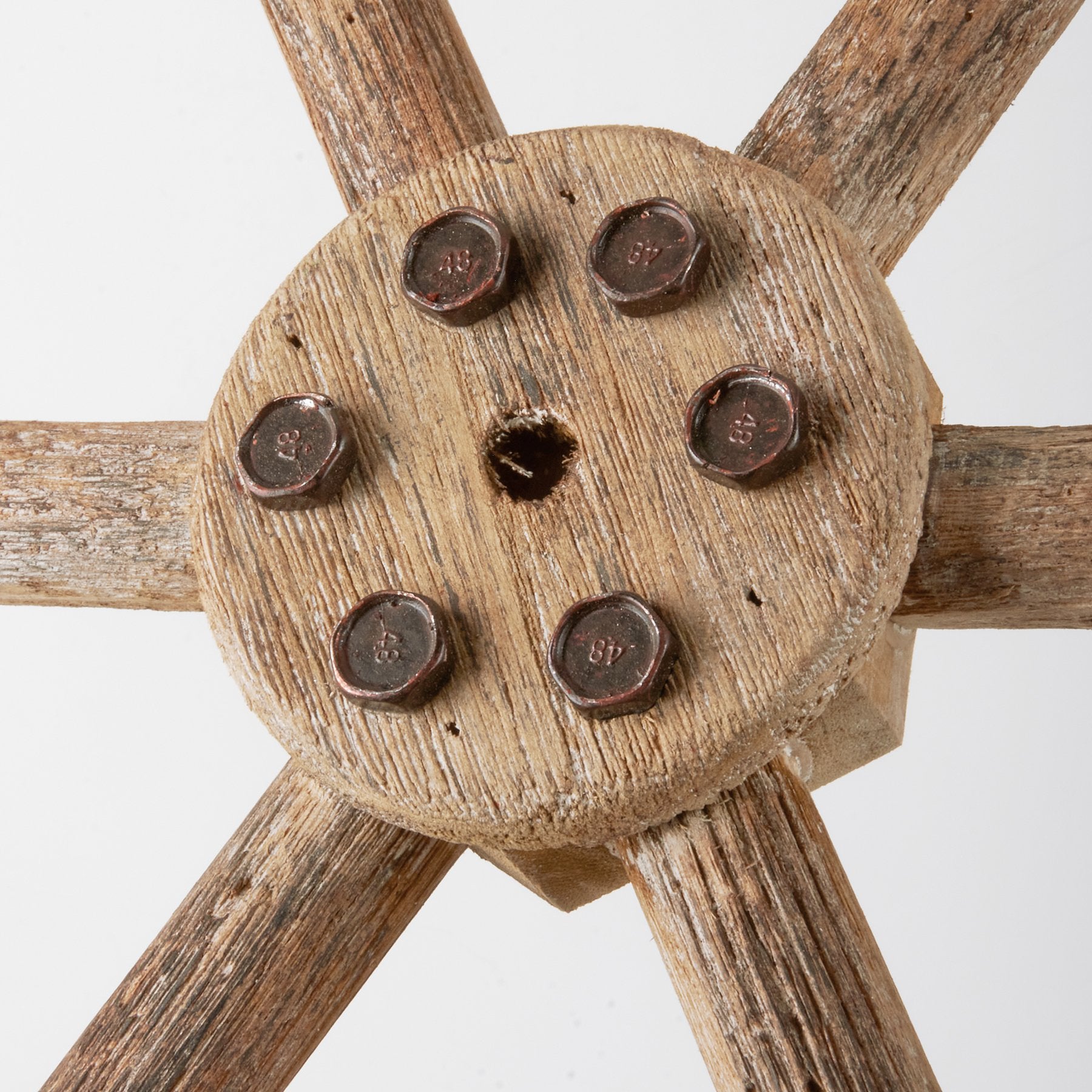 Nautical Wooden Ship's Wheel Wall Decor with Rope and Brass Accents