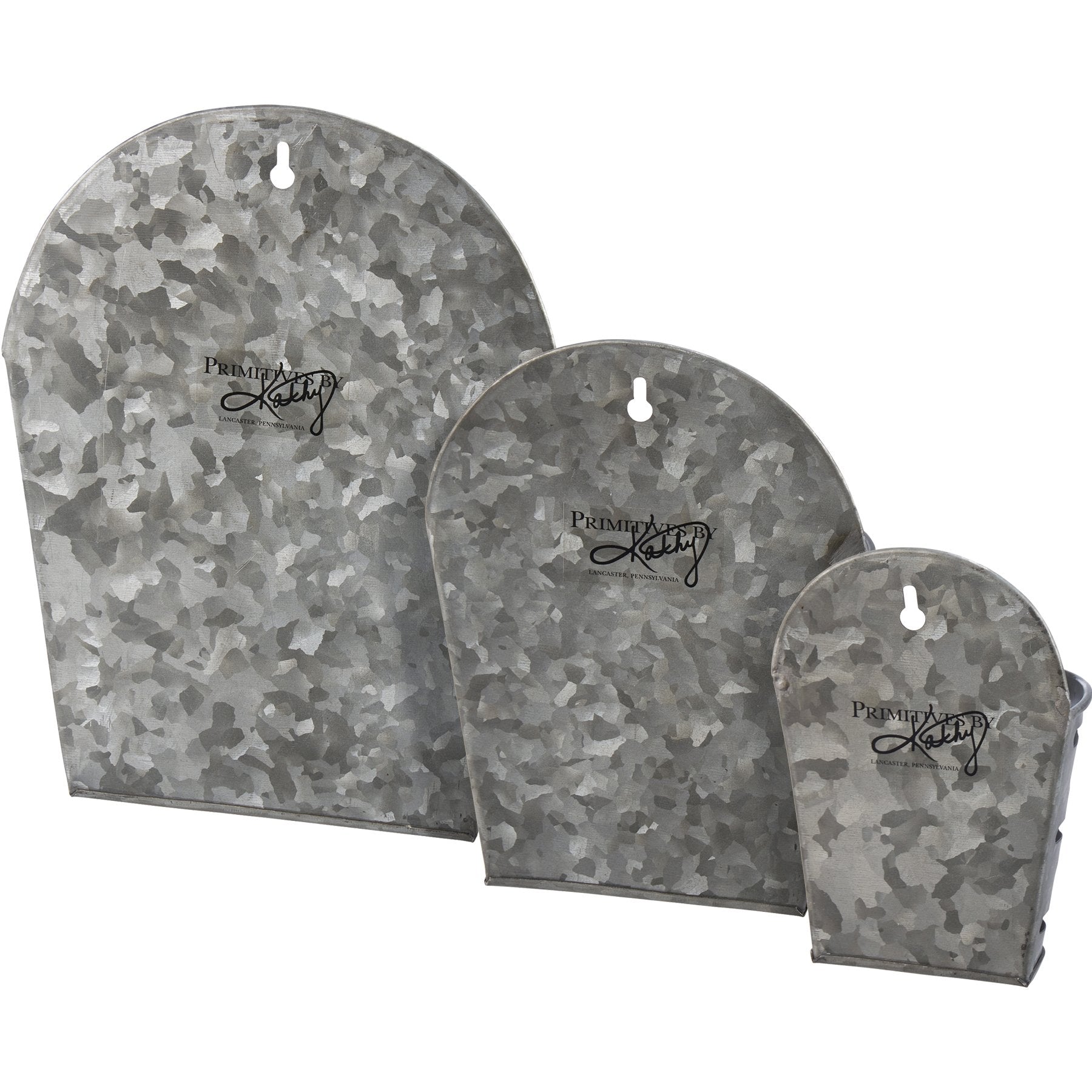 Rustic Olive Farmhouse Galvanized Metal Wall Bucket Set for Home Decor