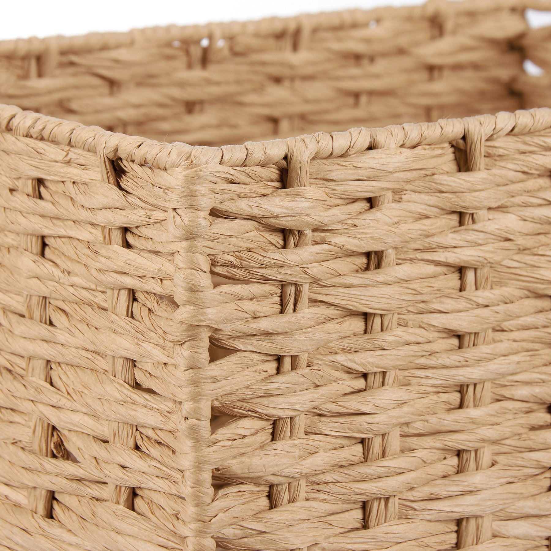 Chic Beige Mixed Weave Nesting Basket Set - 3 Piece Home Storage Solution