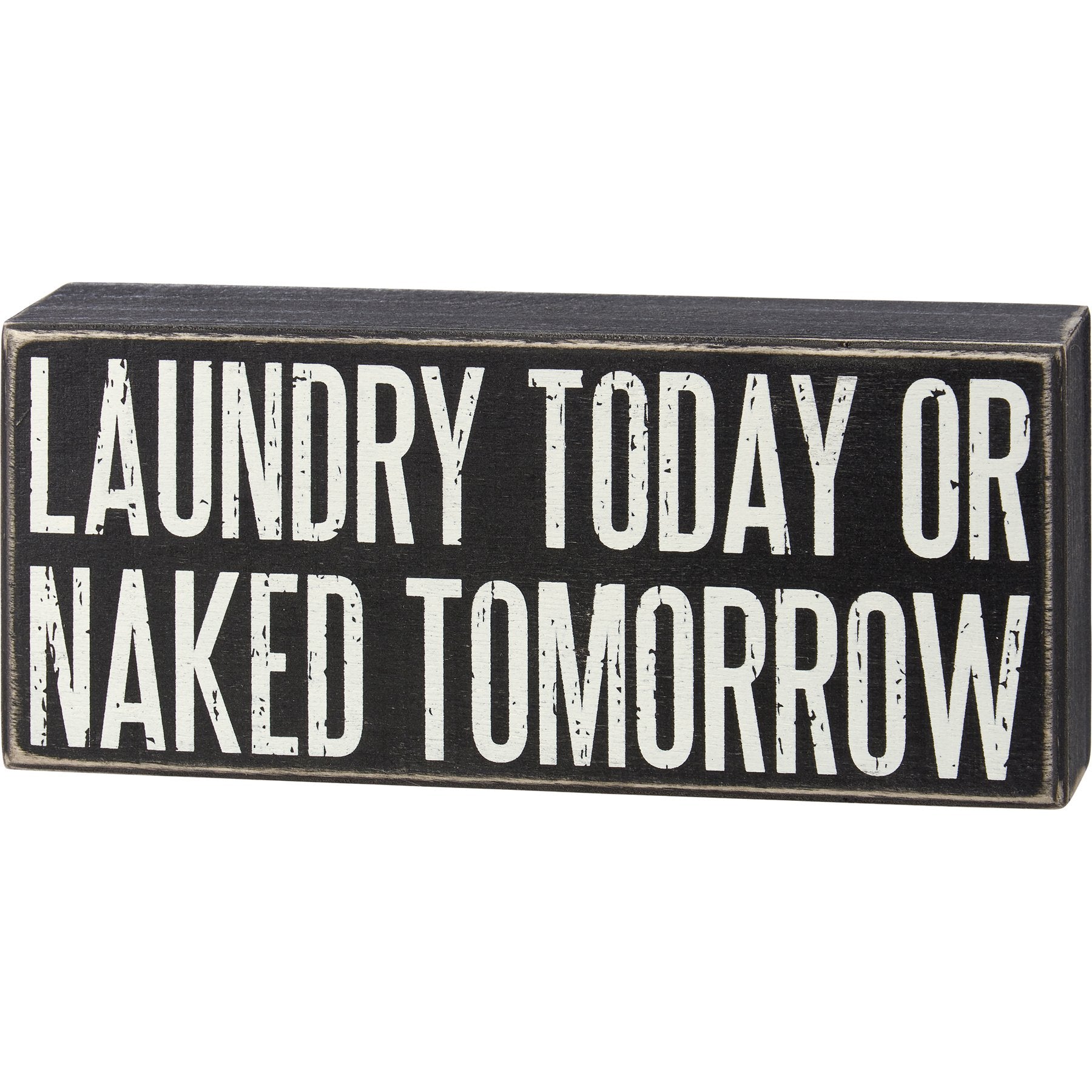 Humorous Black White Wood Box Sign for Laundry Room Wall Decor