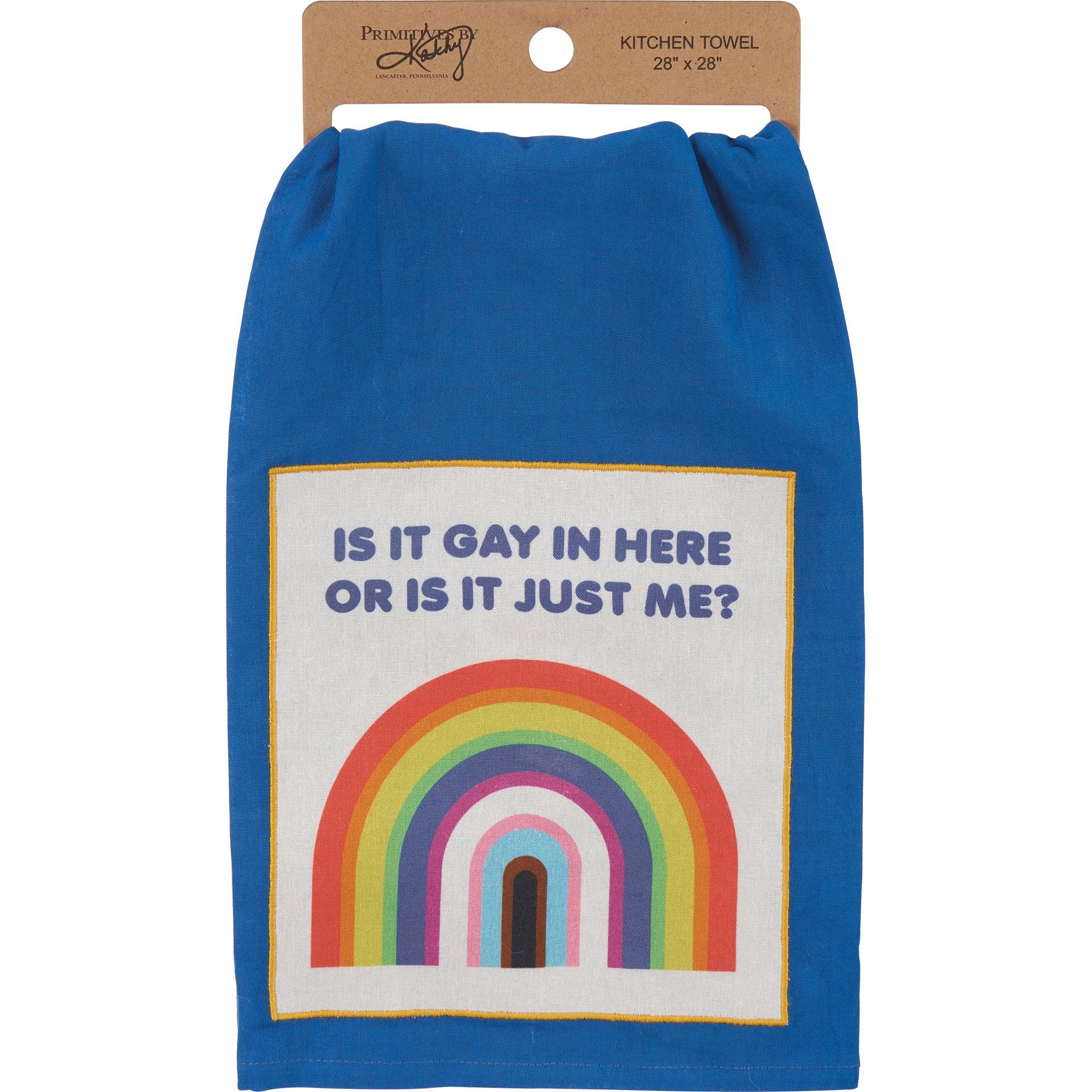 Funny 'Is It Gay Here Or Just Me?' Rainbow Cotton Kitchen Towel