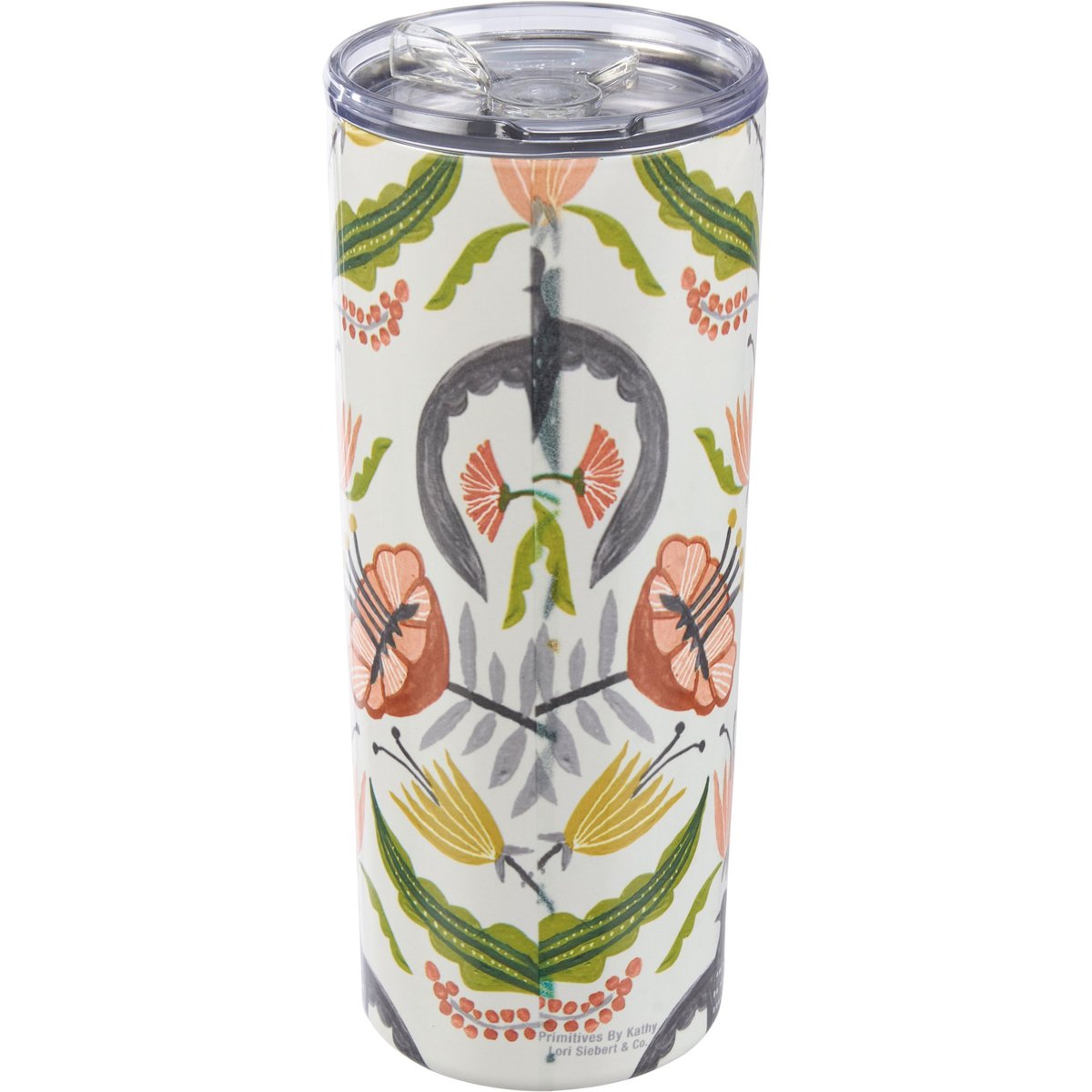 Insulated Stainless Steel Floral Bird Coffee Tumbler with Lid - 20 oz