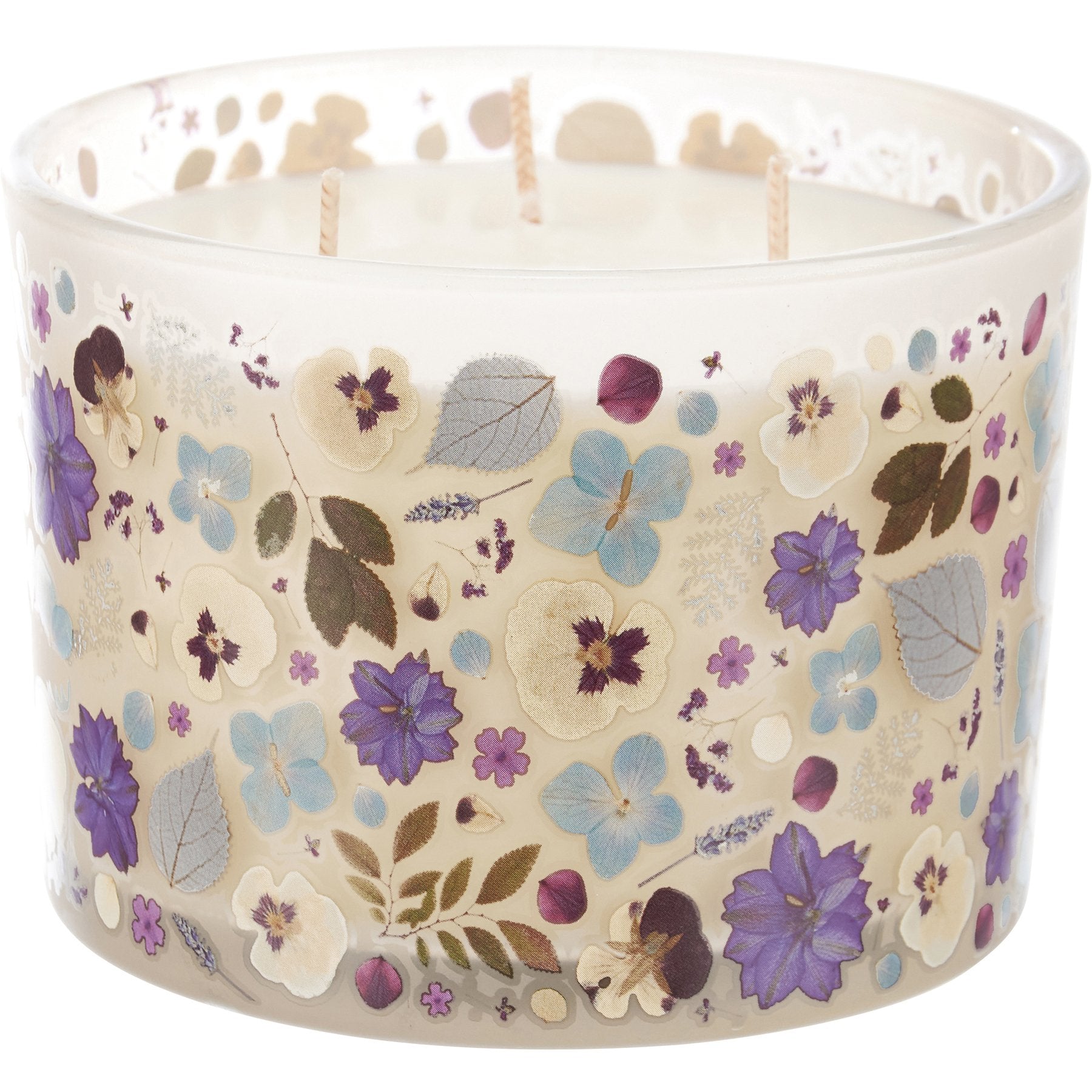 Botanical Purple Floral Frosted Glass Jar Candle, French Vanilla Scent