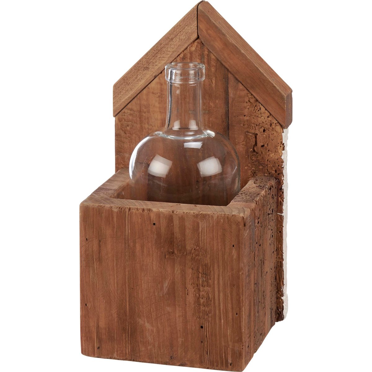 Rustic Beach House Wood & Glass Vase - Nautical Decor Accent for Coastal Homes