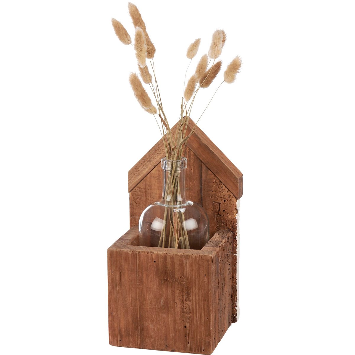 Rustic Beach House Wood & Glass Vase - Nautical Decor Accent for Coastal Homes