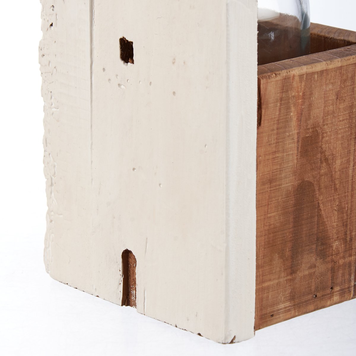 Rustic Beach House Wood & Glass Vase - Nautical Decor Accent for Coastal Homes