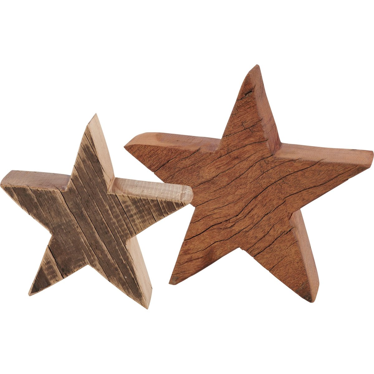 Rustic Wooden Star Sitter Set - Farmhouse Style Home Decor Accent Pair