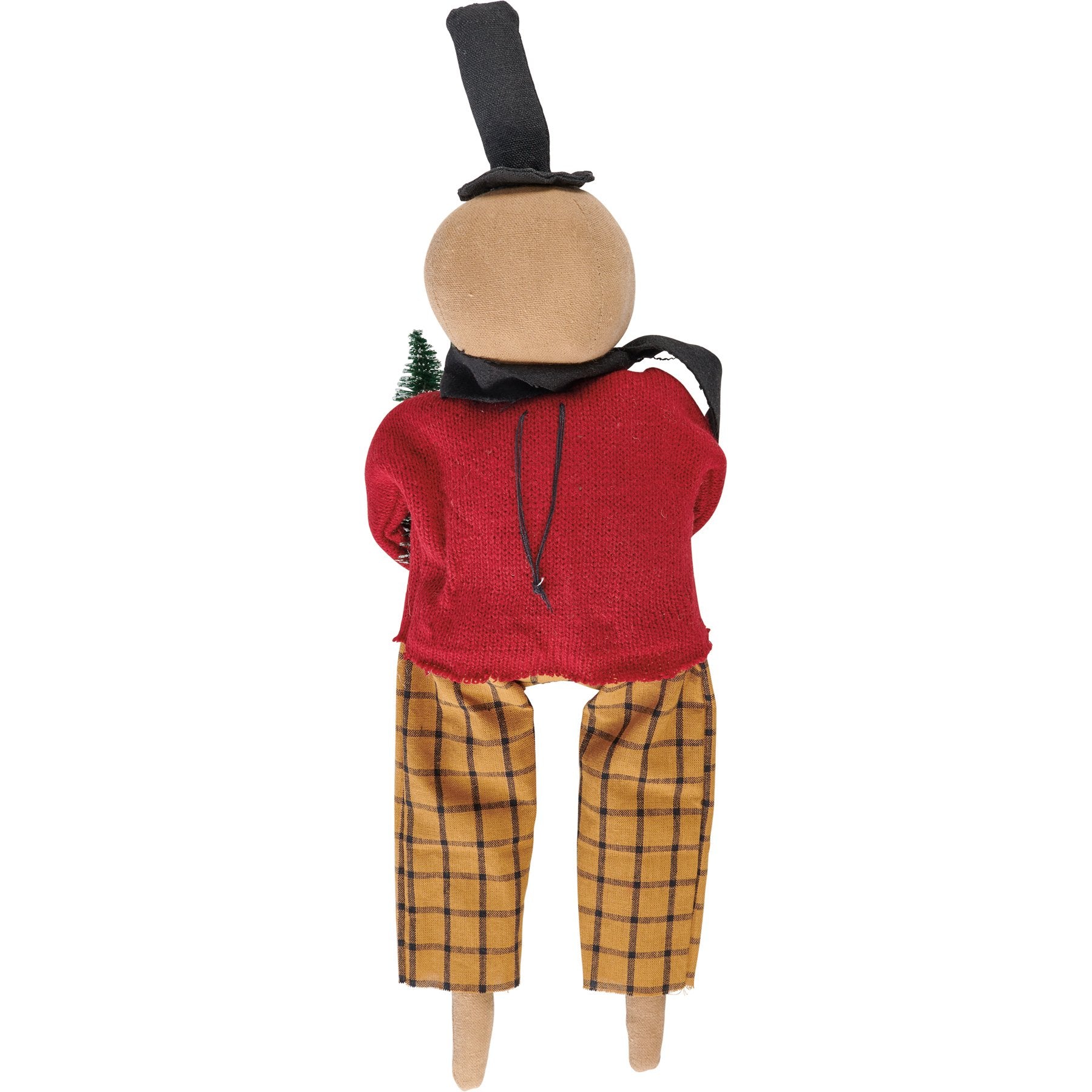 Charming Primitive Frosty Snowman Doll with Christmas Tree Accent