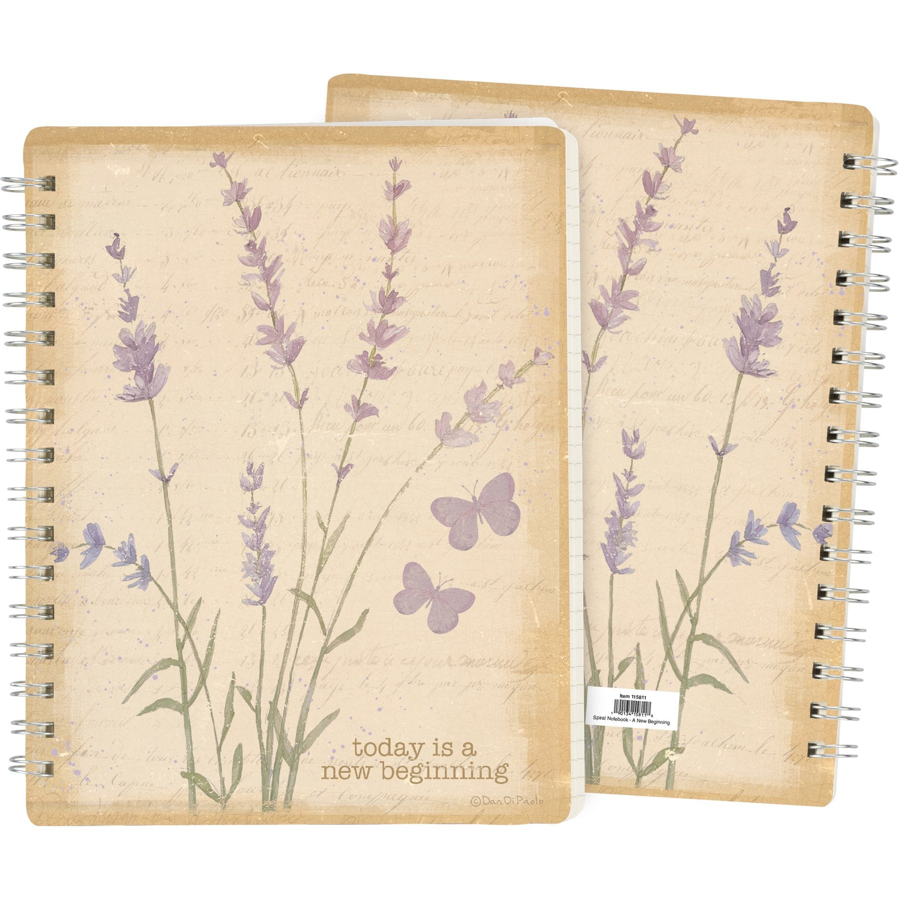 Charming 'A New Beginning' Spiral Notebook with Purple Lavender & Butterfly Art