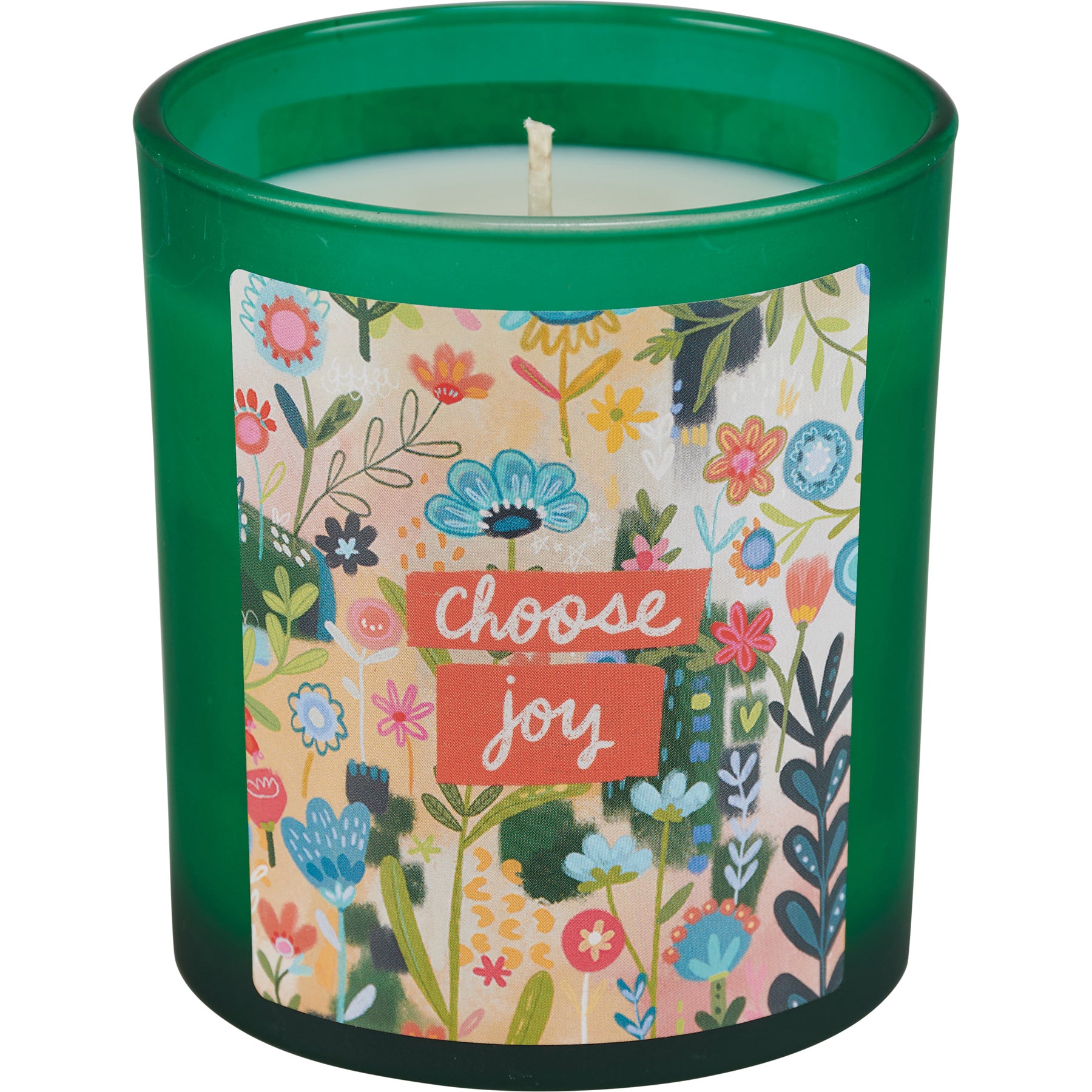 Choose Joy Green Frosted Glass Jar Candle with Orange Blossom Scent