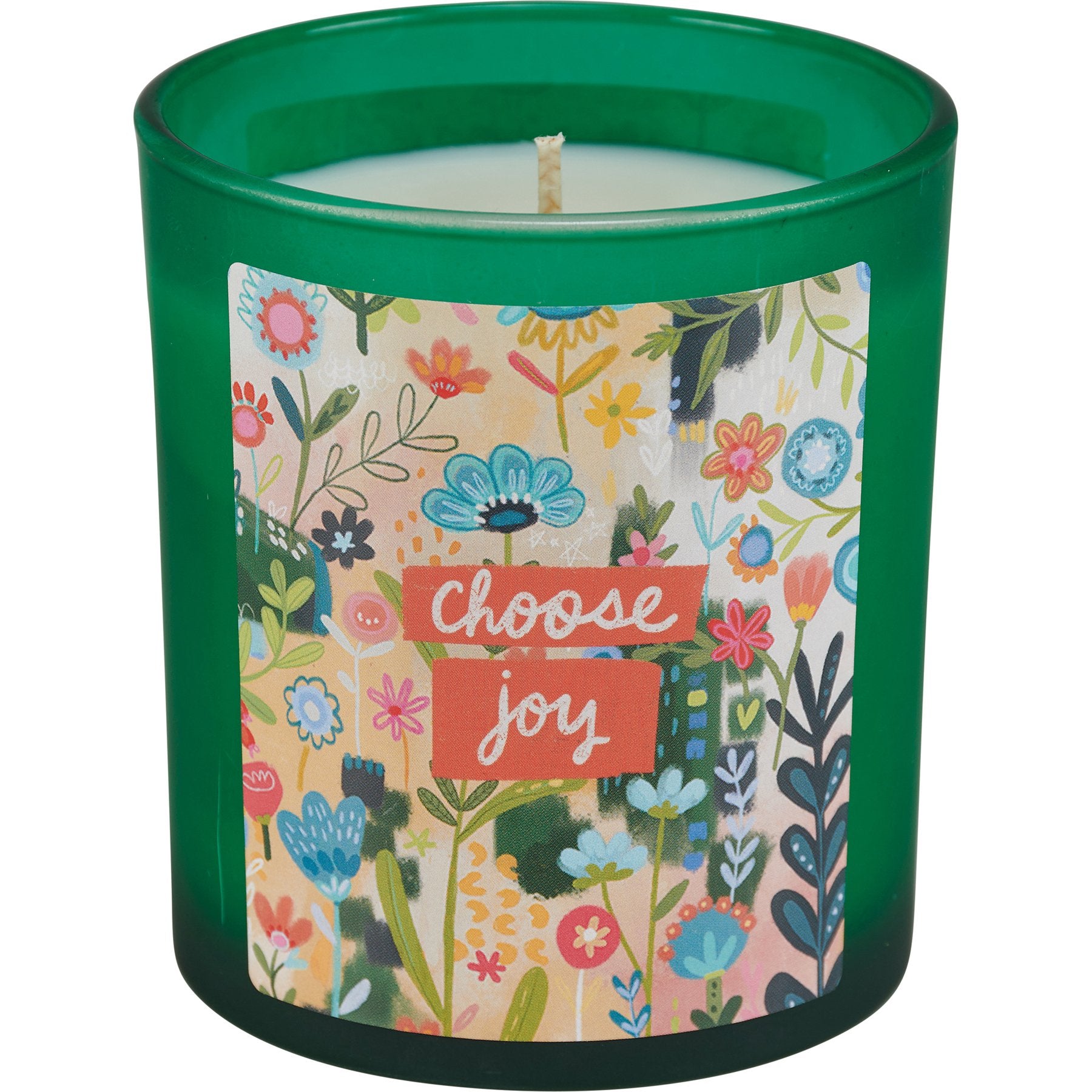 Choose Joy Green Frosted Glass Jar Candle with Orange Blossom Scent