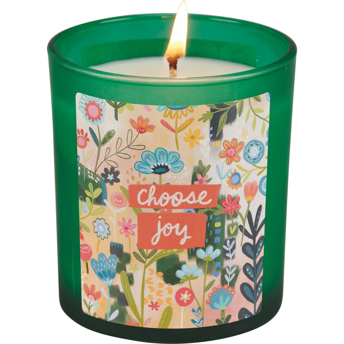 Choose Joy Green Frosted Glass Jar Candle with Orange Blossom Scent
