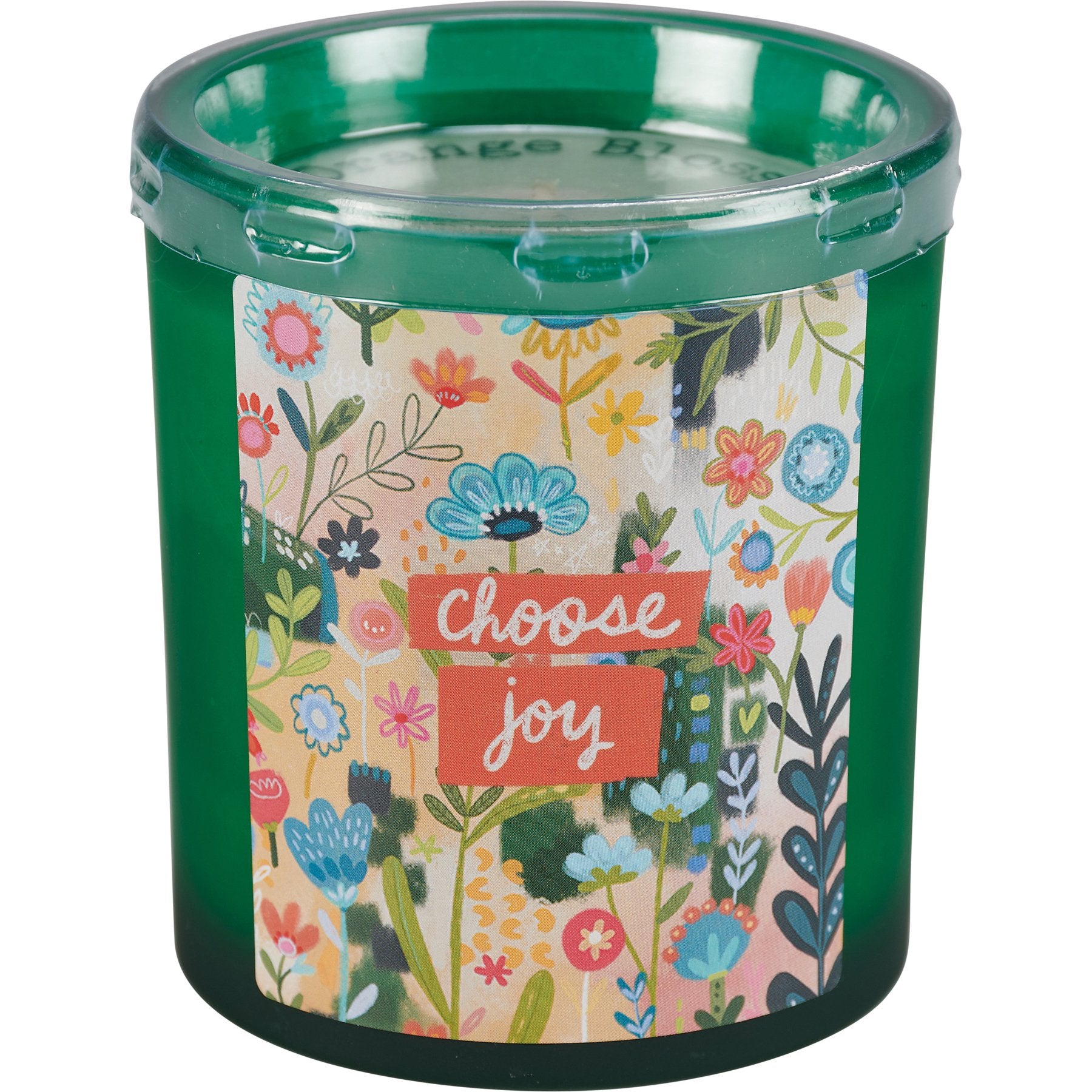 Choose Joy Green Frosted Glass Jar Candle with Orange Blossom Scent