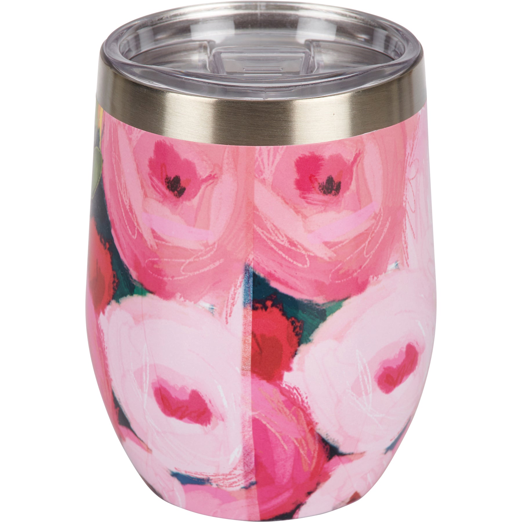 Vibrant Pink Poppies 12oz Insulated Stainless Steel Wine Tumbler with Lid