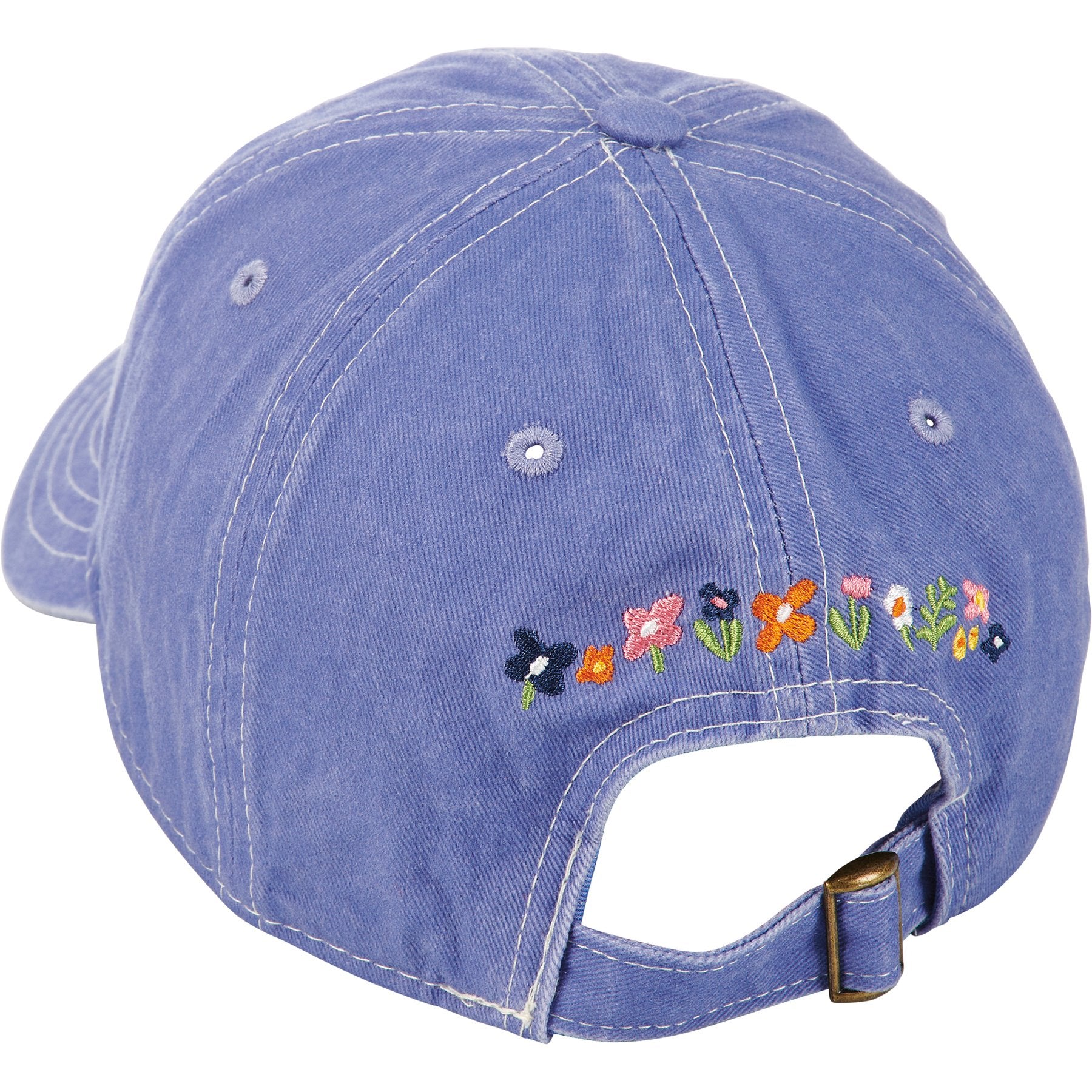 Stonewashed Blue 'Spread Kindness' Embroidered Floral Adjustable Cotton Baseball Cap