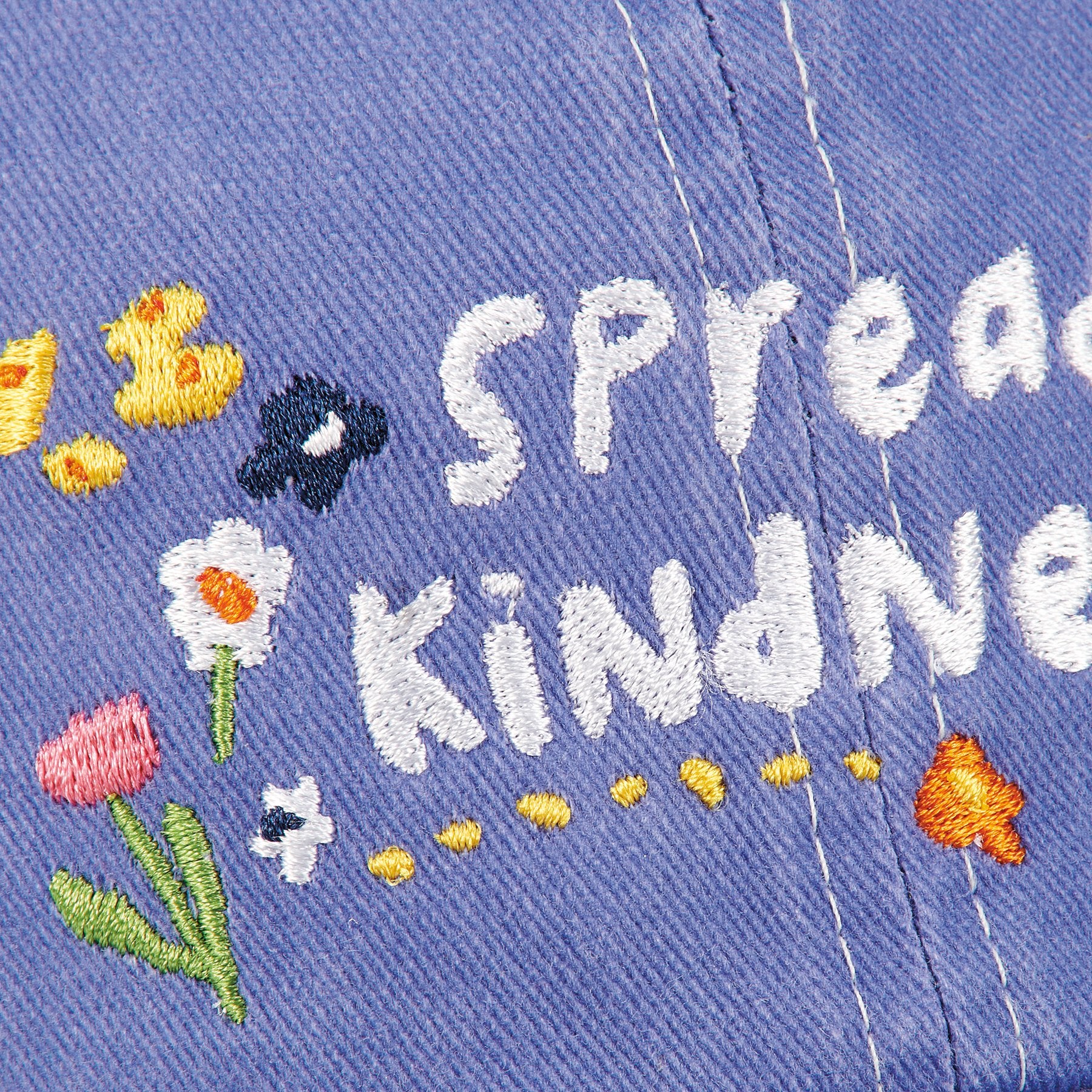 Stonewashed Blue 'Spread Kindness' Embroidered Floral Adjustable Cotton Baseball Cap