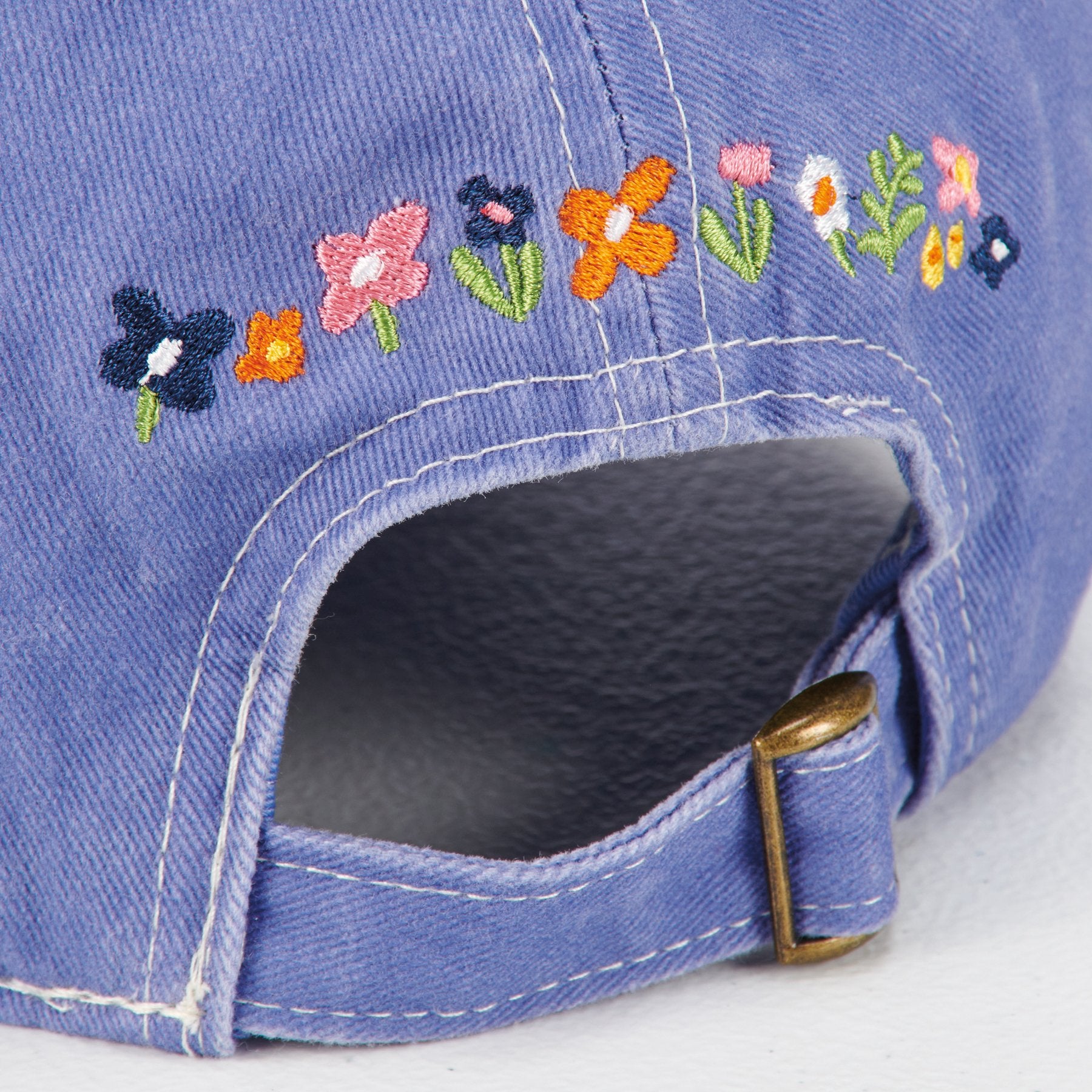 Stonewashed Blue 'Spread Kindness' Embroidered Floral Adjustable Cotton Baseball Cap