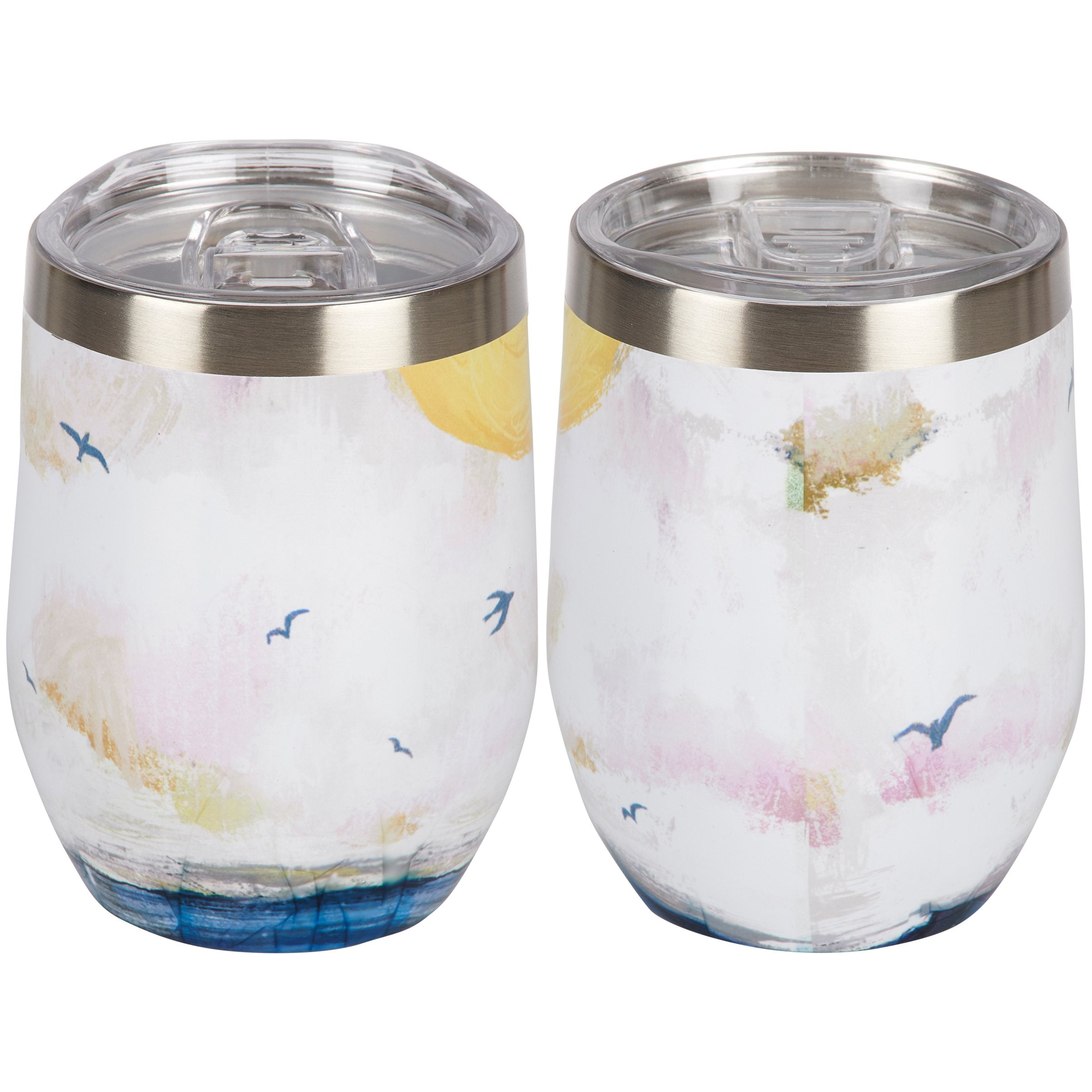 Vibrant Ocean Art Insulated Stainless Steel Wine Tumbler with Lid, 12oz Capacity