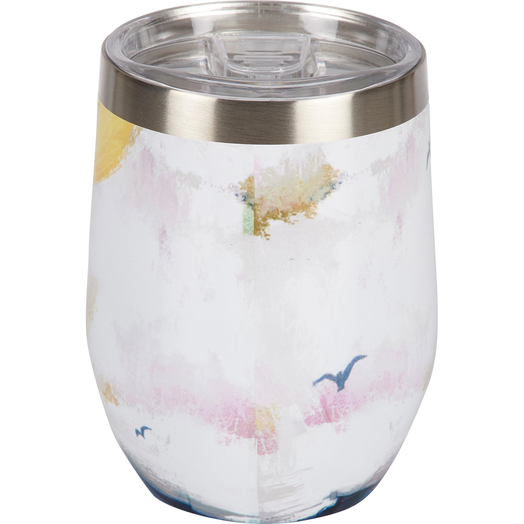 Vibrant Ocean Art Insulated Stainless Steel Wine Tumbler with Lid, 12oz Capacity