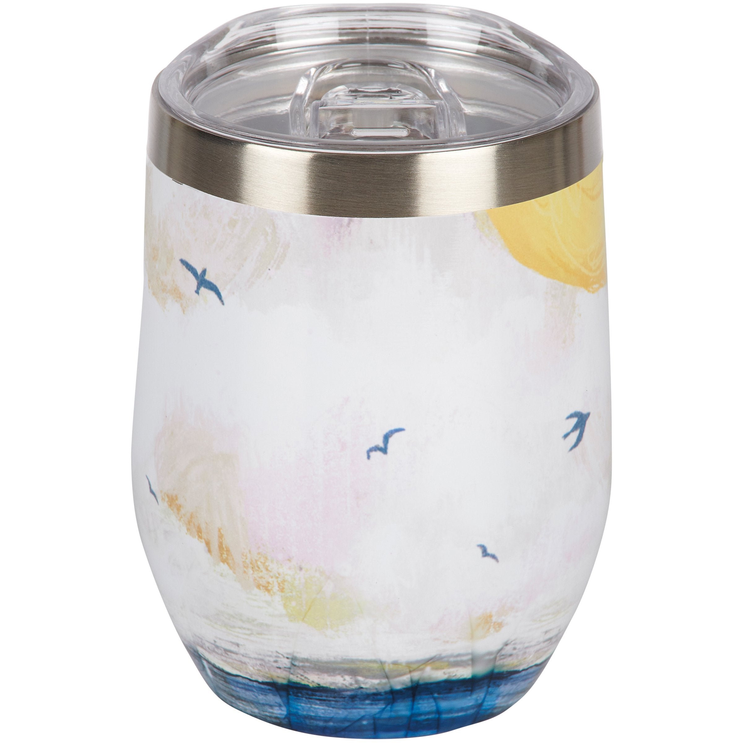 Vibrant Ocean Art Insulated Stainless Steel Wine Tumbler with Lid, 12oz Capacity