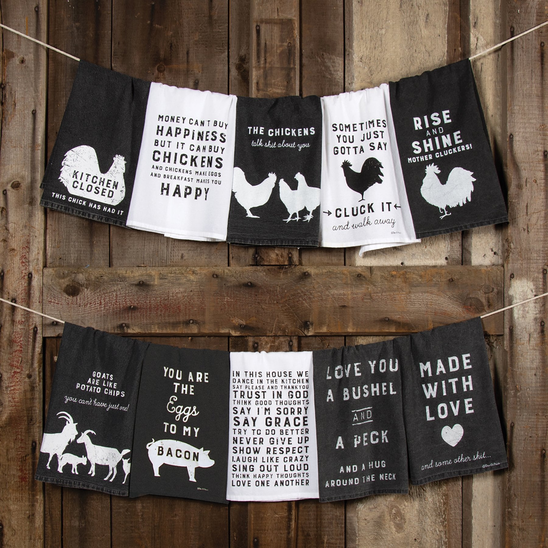Charming Farmhouse Kitchen Closed Rustic Cotton Towel with Humorous Chicken Design