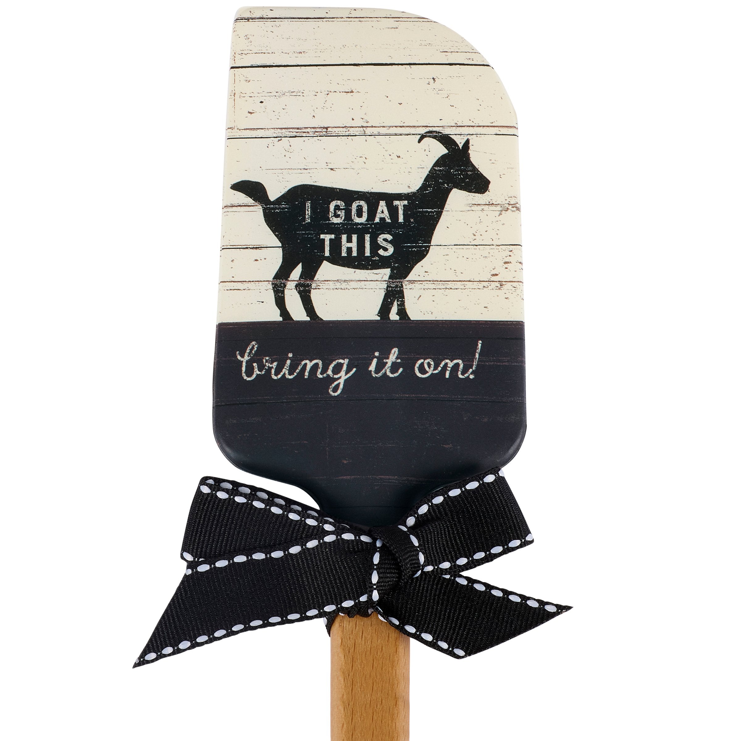 Rustic Farmhouse 'I Goat This' Silicone Spatula with Engraved Wooden Handle