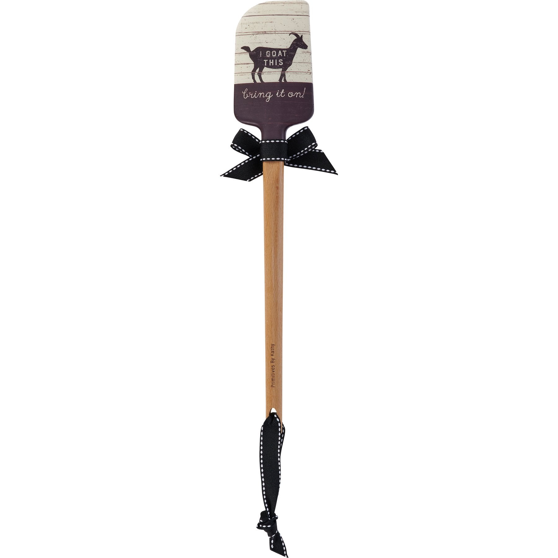 Rustic Farmhouse 'I Goat This' Silicone Spatula with Engraved Wooden Handle