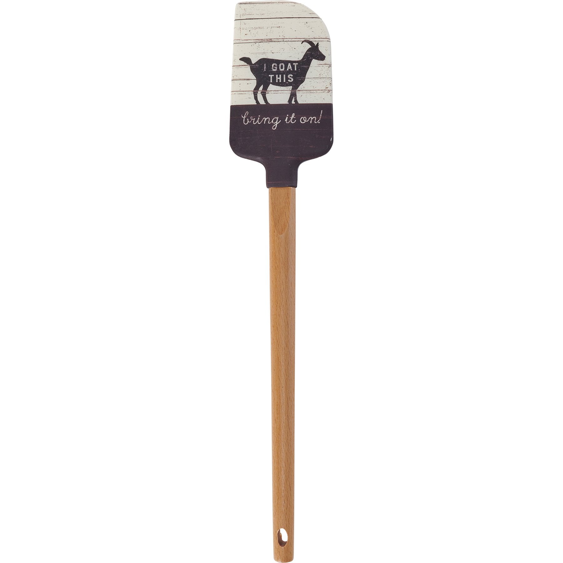 Rustic Farmhouse 'I Goat This' Silicone Spatula with Engraved Wooden Handle
