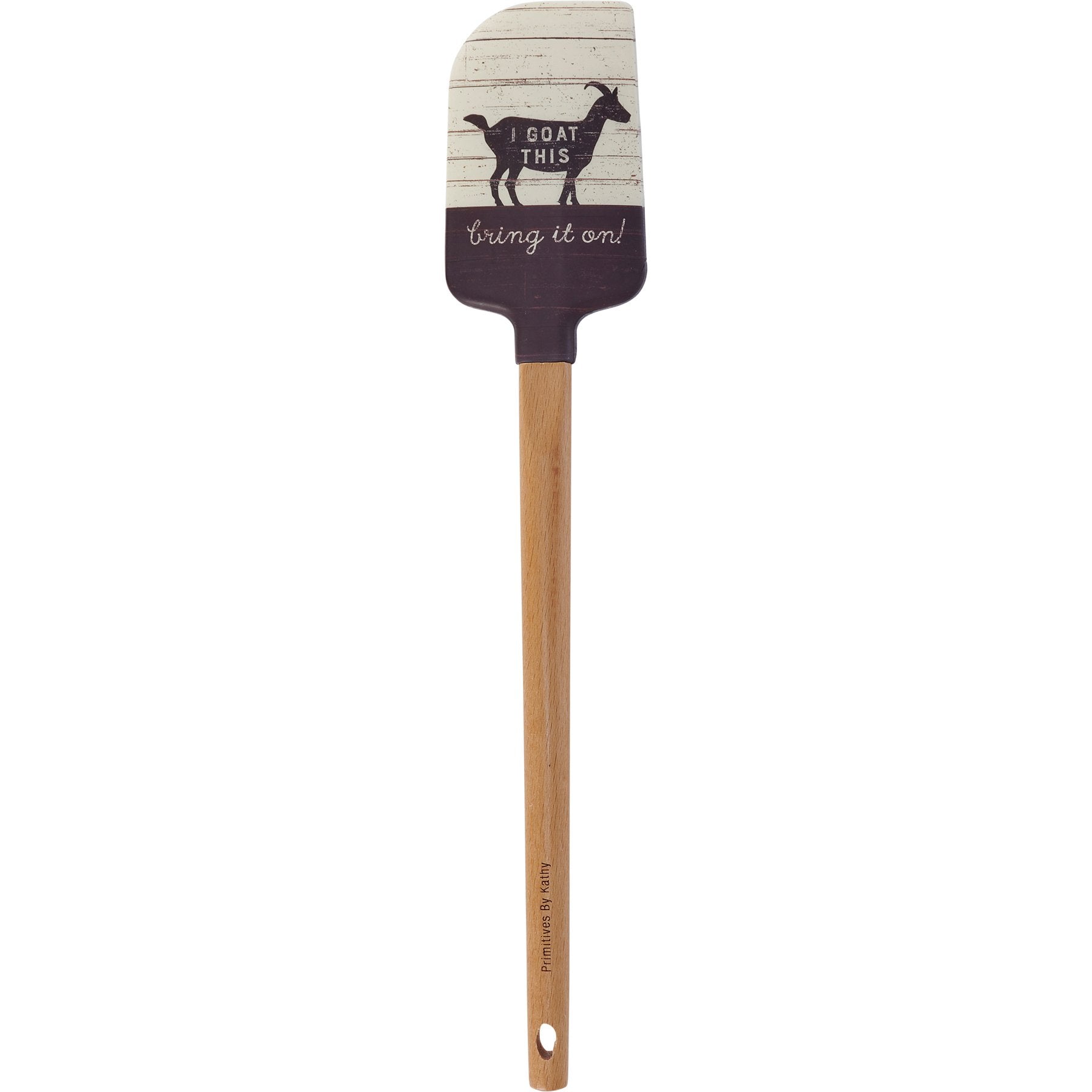 Rustic Farmhouse 'I Goat This' Silicone Spatula with Engraved Wooden Handle