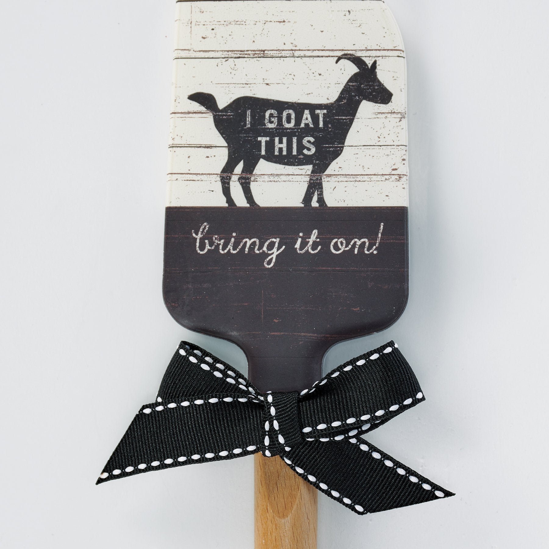Rustic Farmhouse 'I Goat This' Silicone Spatula with Engraved Wooden Handle