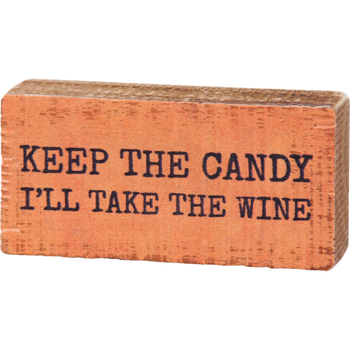 Humorous 'Keep The Candy I'll Take The Wine' Halloween Wood Block Sign Decor