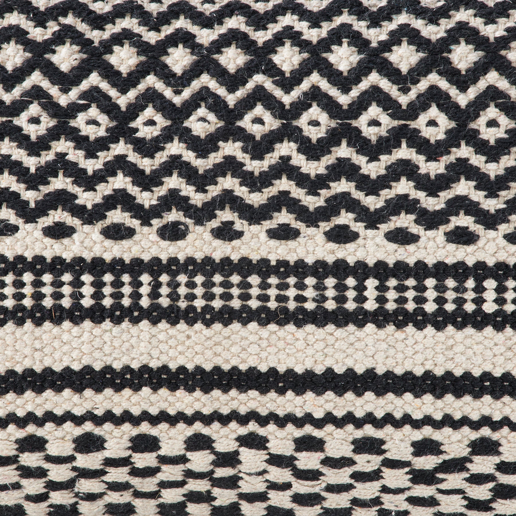 Bohemian Zigzag Bolster Pillow with Tassels - Cream & Black Geometric Cotton