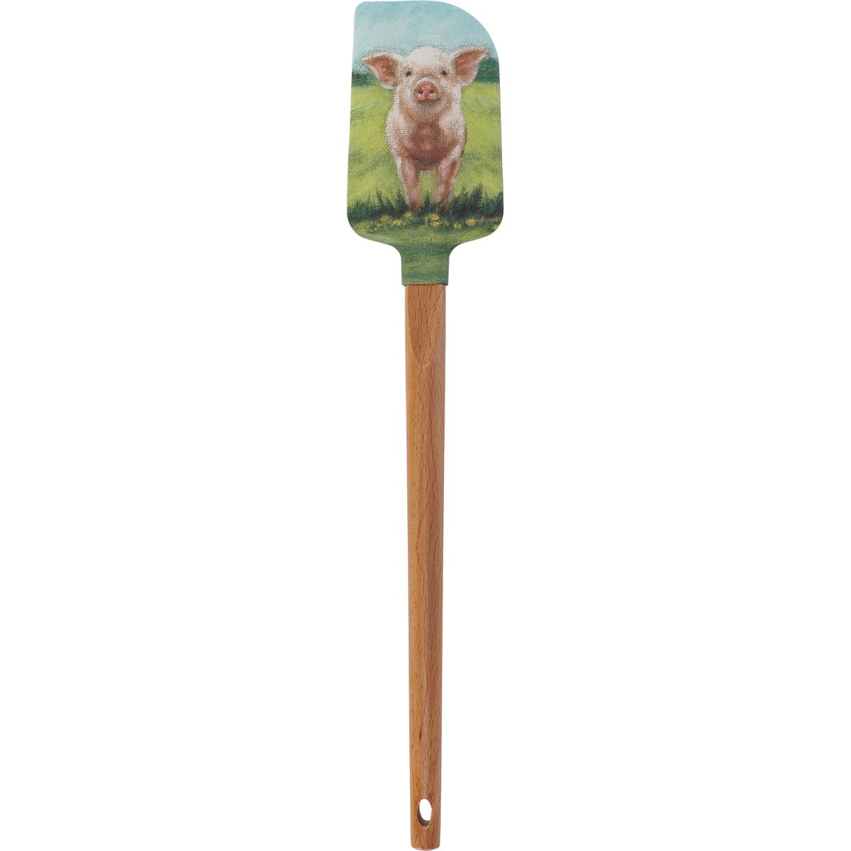 Charming Farmhouse Pig Silicone Spatula with Wooden Handle & Decorative Bow