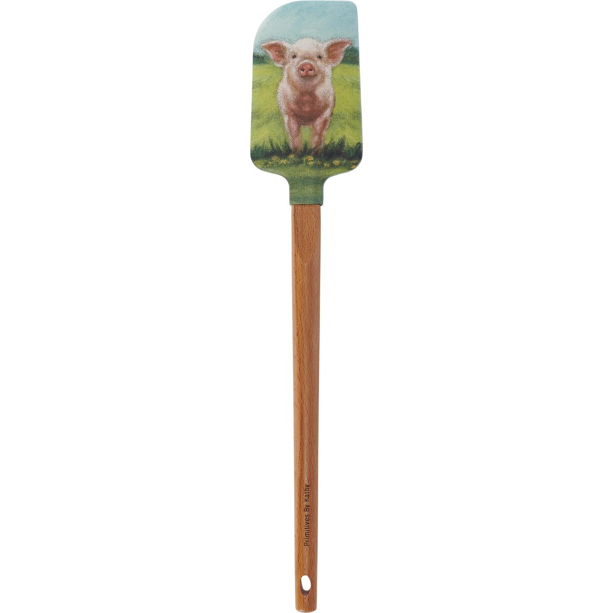 Charming Farmhouse Pig Silicone Spatula with Wooden Handle & Decorative Bow