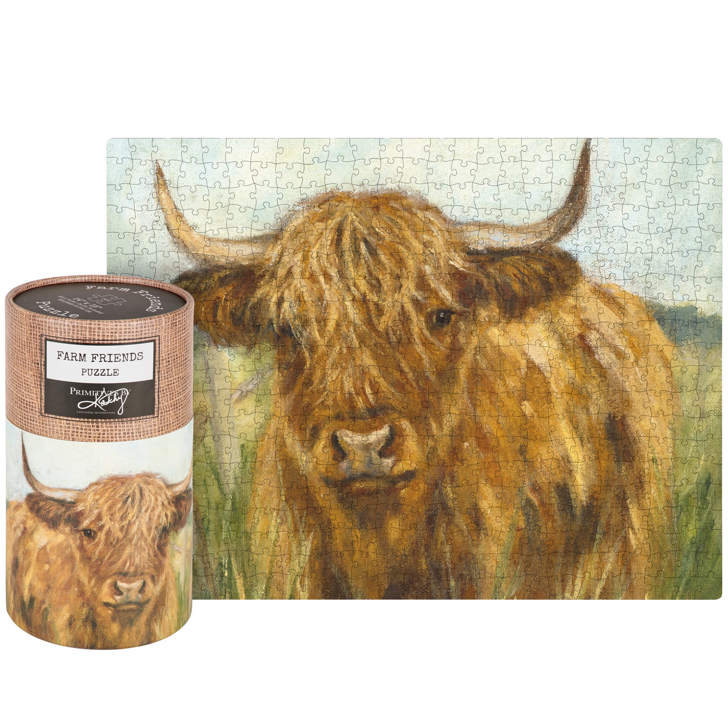 Highland Cow 500 Piece Jigsaw Puzzle Farmhouse Collection Art by Michele Kixmiller