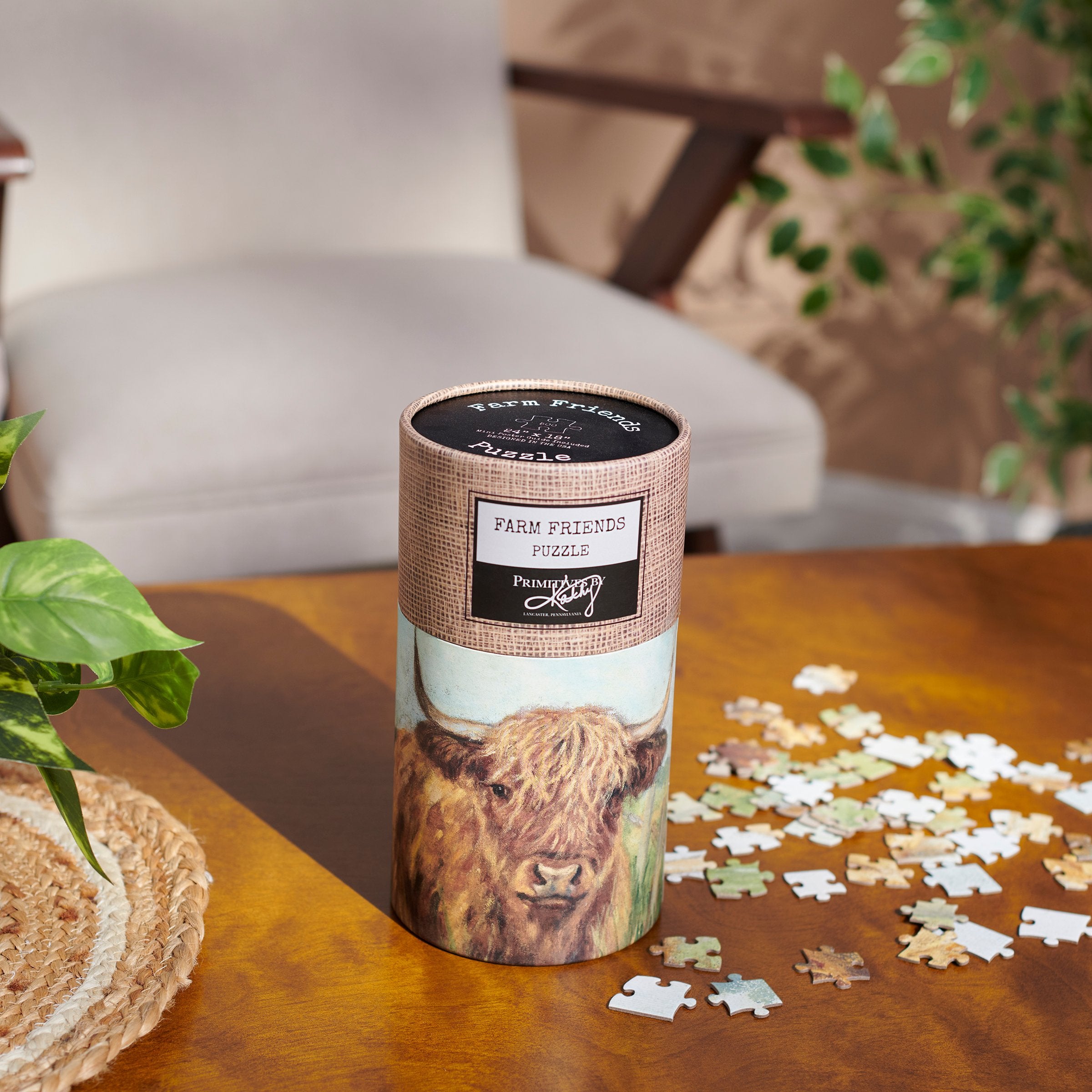 Highland Cow 500 Piece Jigsaw Puzzle Farmhouse Collection Art by Michele Kixmiller