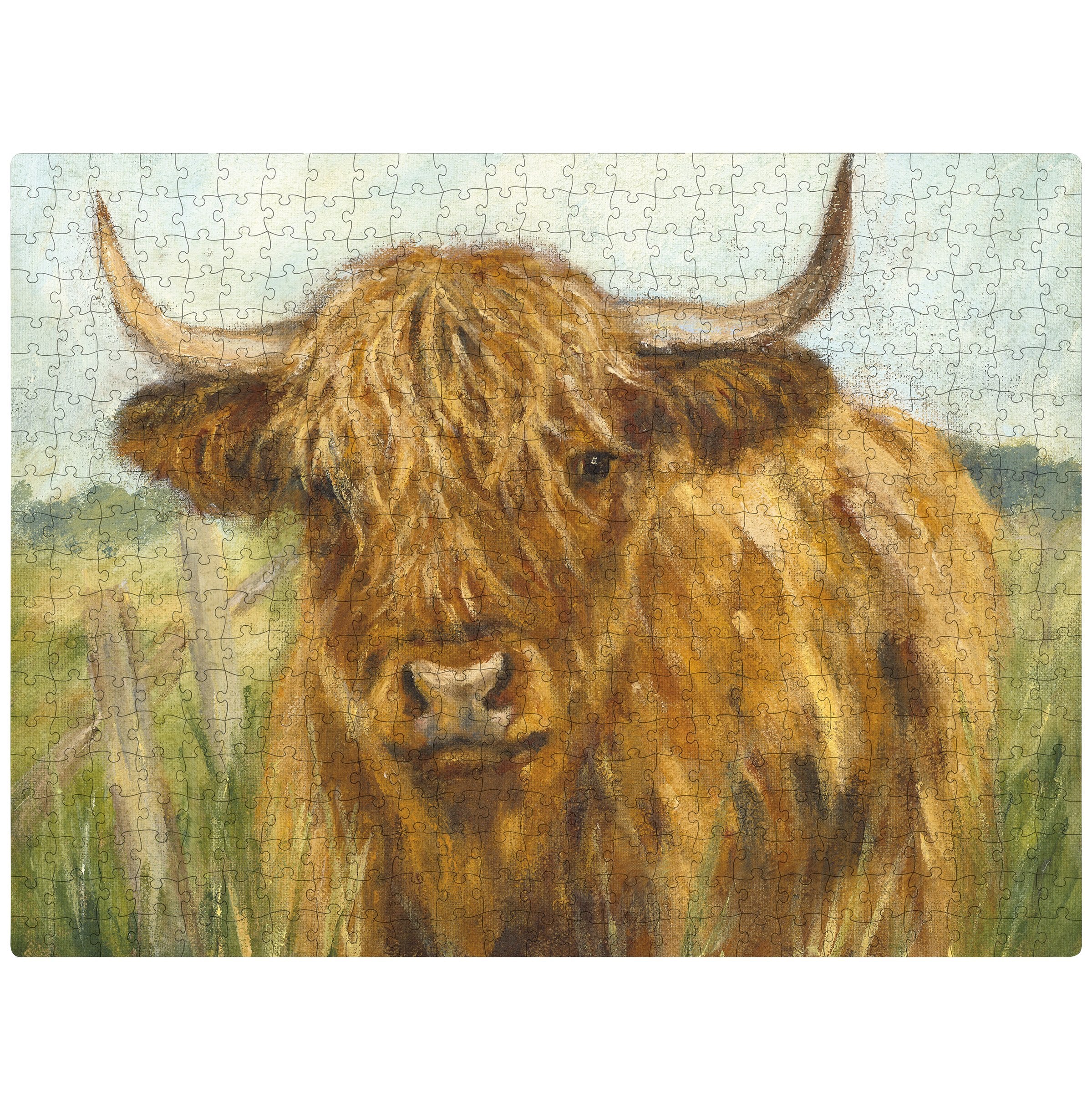 Highland Cow 500 Piece Jigsaw Puzzle Farmhouse Collection Art by Michele Kixmiller