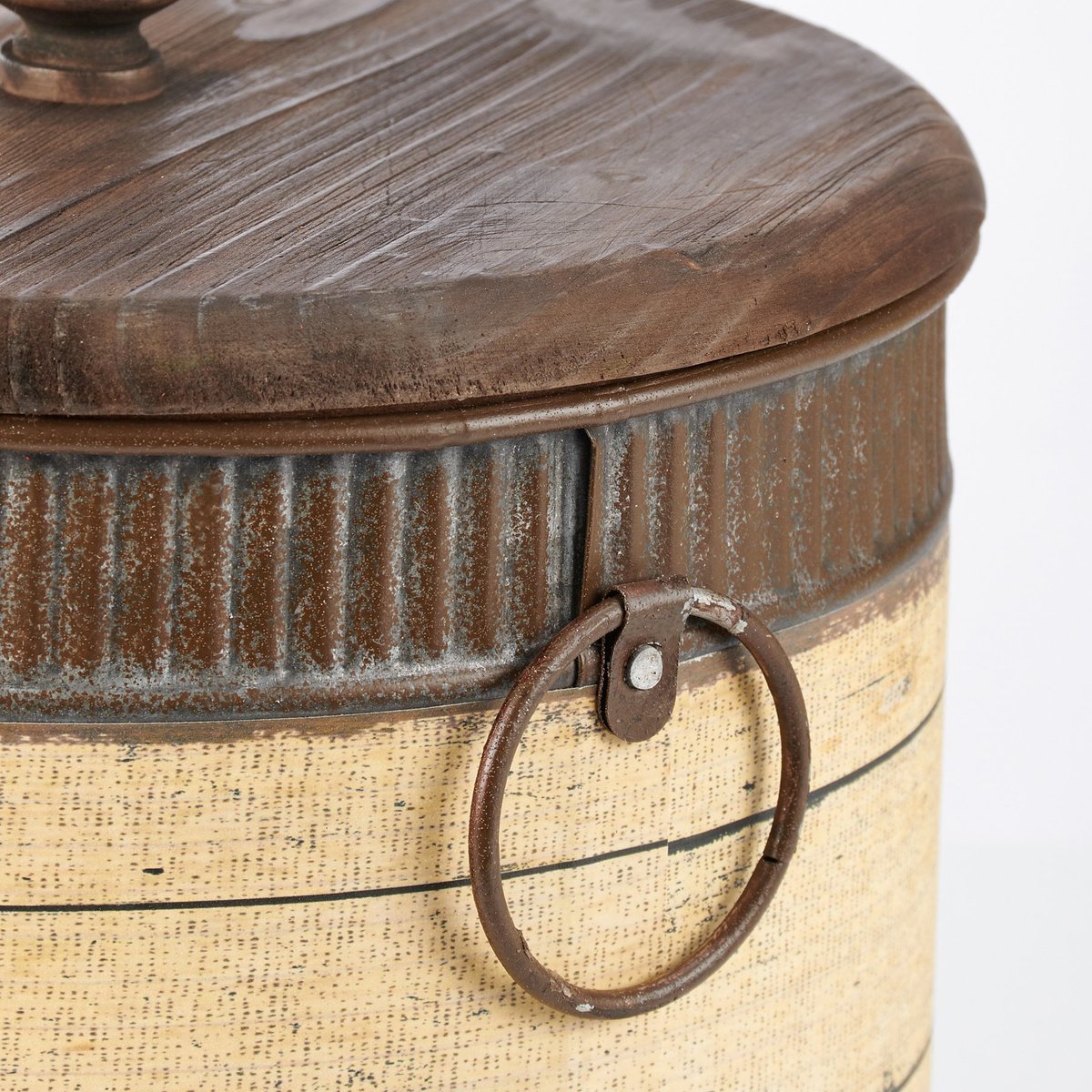 Rustic Galvanized Metal Dog Treat Storage Bins with Wooden Lids Set