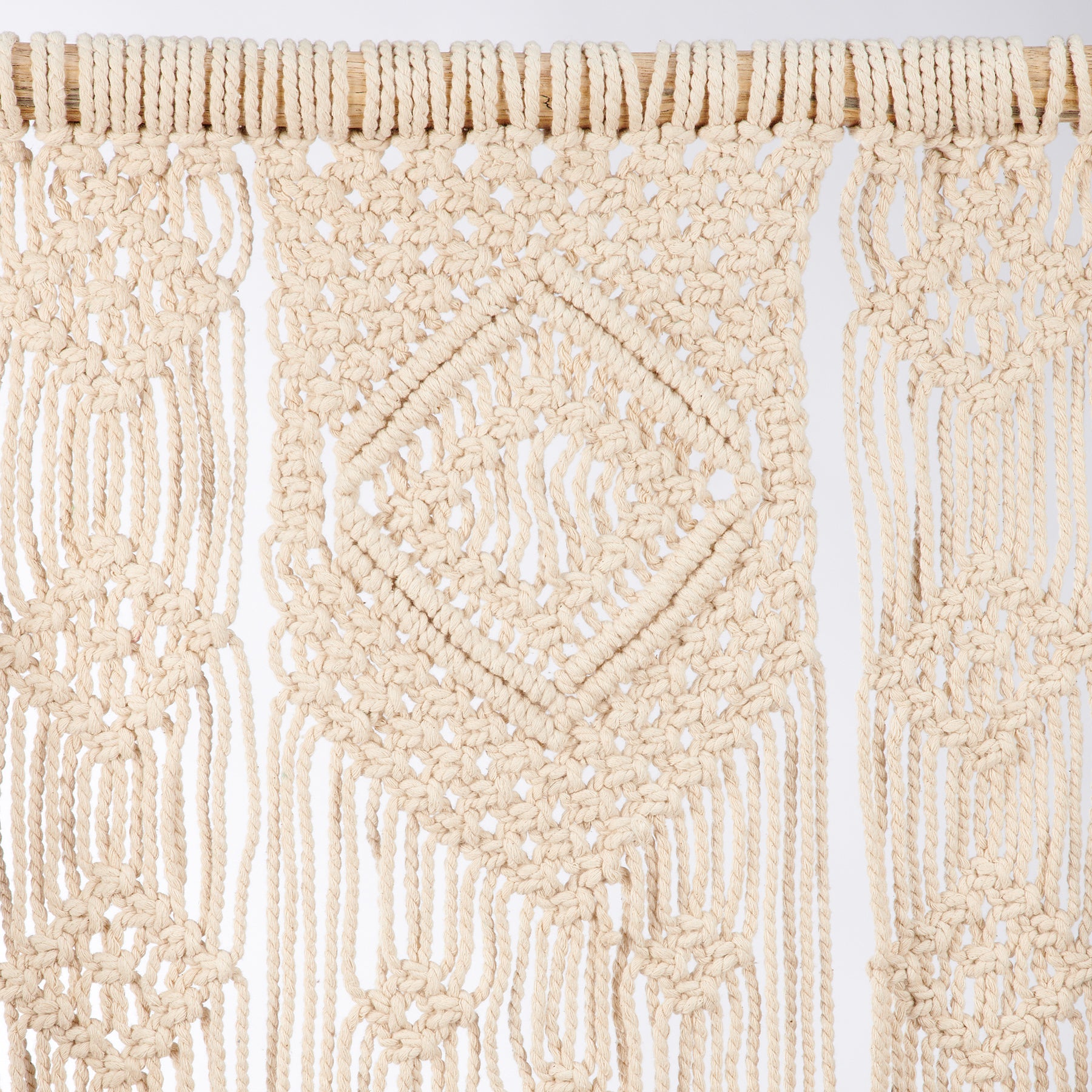 Bohemian Macrame Wooden Wall Shelf with Cotton Tassels - Easy Display Accent