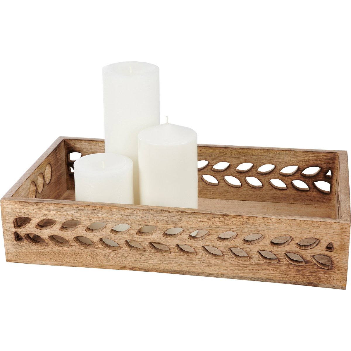 Rustic Natural Wood Leaf Cutout Tray - Charming Home Accent Decor Piece