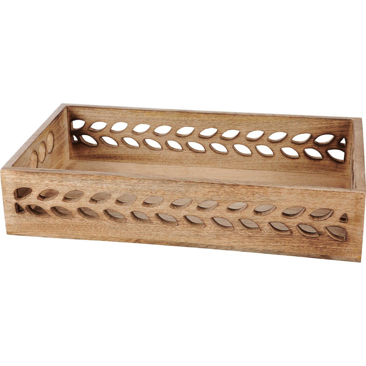 Rustic Natural Wood Leaf Cutout Tray - Charming Home Accent Decor Piece