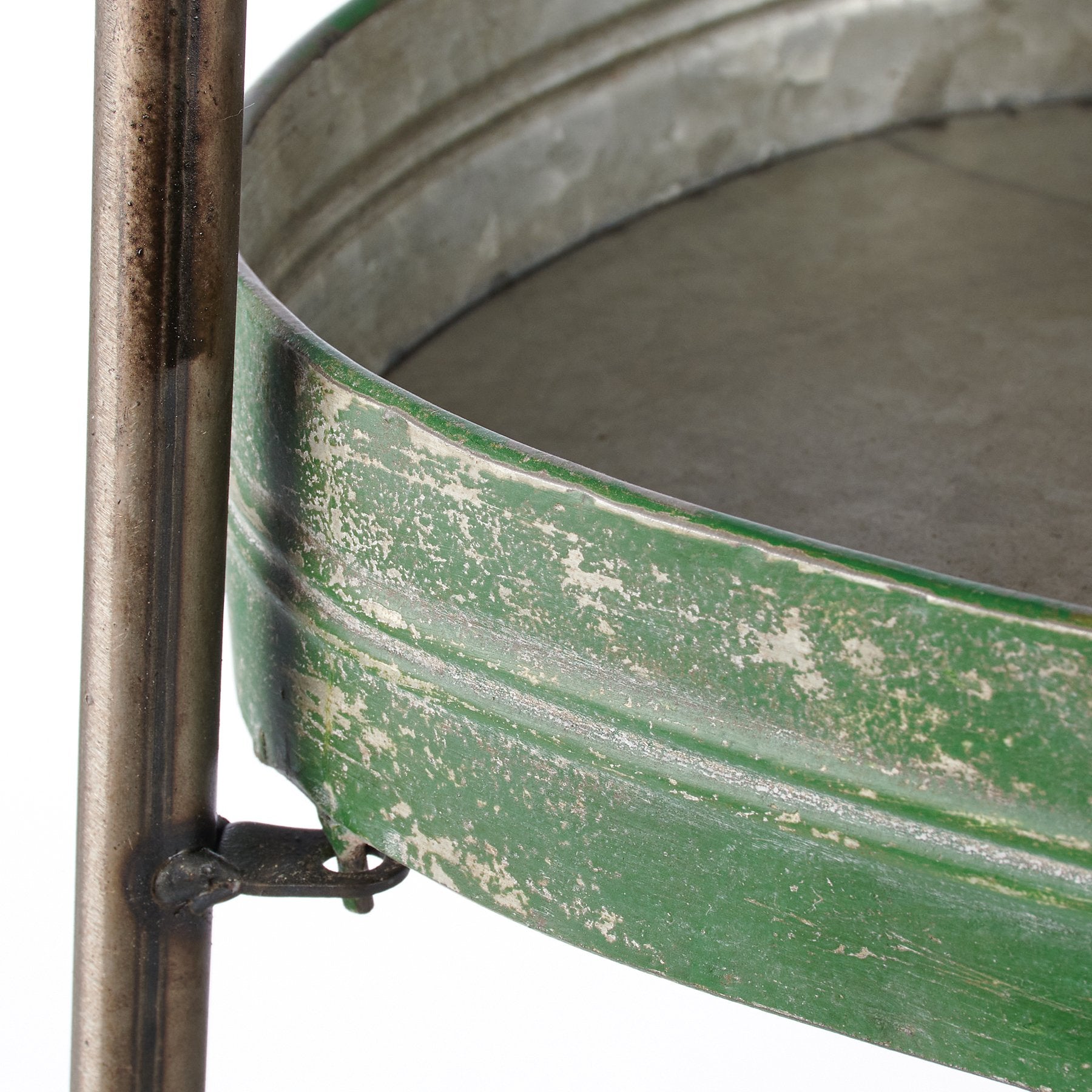 Rustic Farmhouse Green Metal Three-Tiered Ladder Display Tray for Home Decor