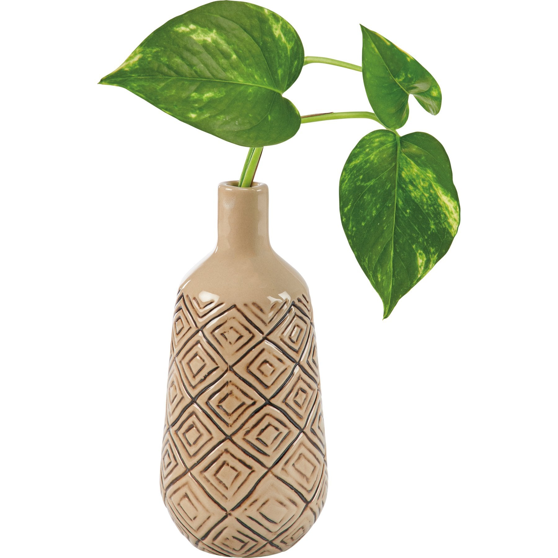 Charming Ceramic Natural Diamond Debossed Vase for Modern Home Accents