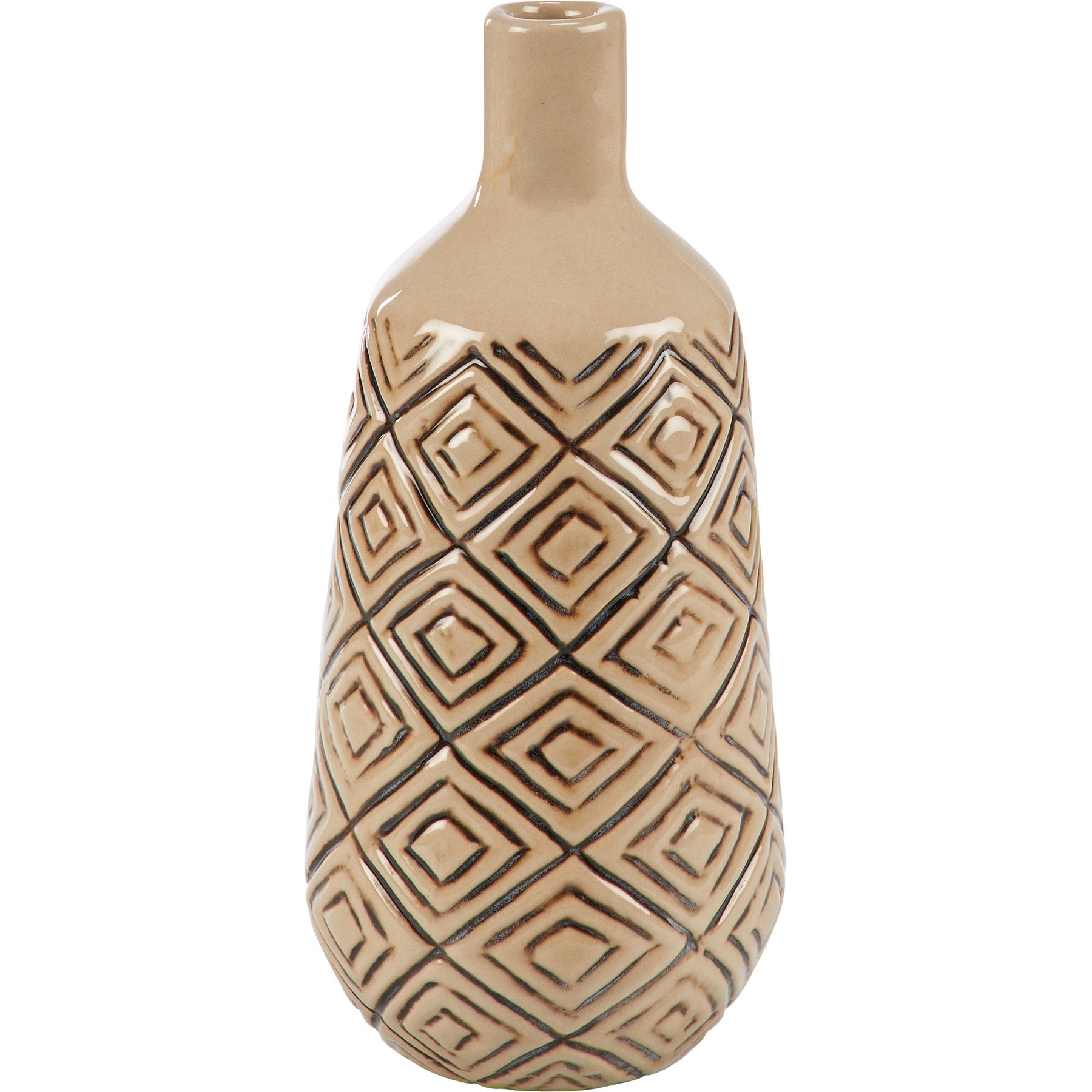 Charming Ceramic Natural Diamond Debossed Vase for Modern Home Accents