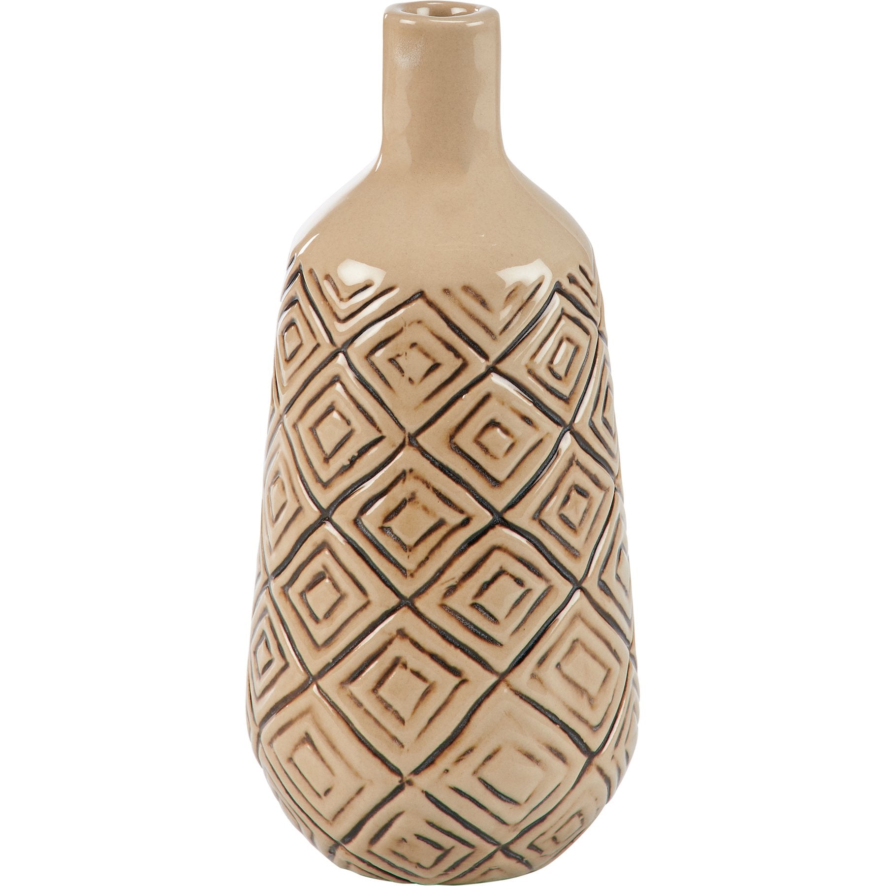 Charming Ceramic Natural Diamond Debossed Vase for Modern Home Accents