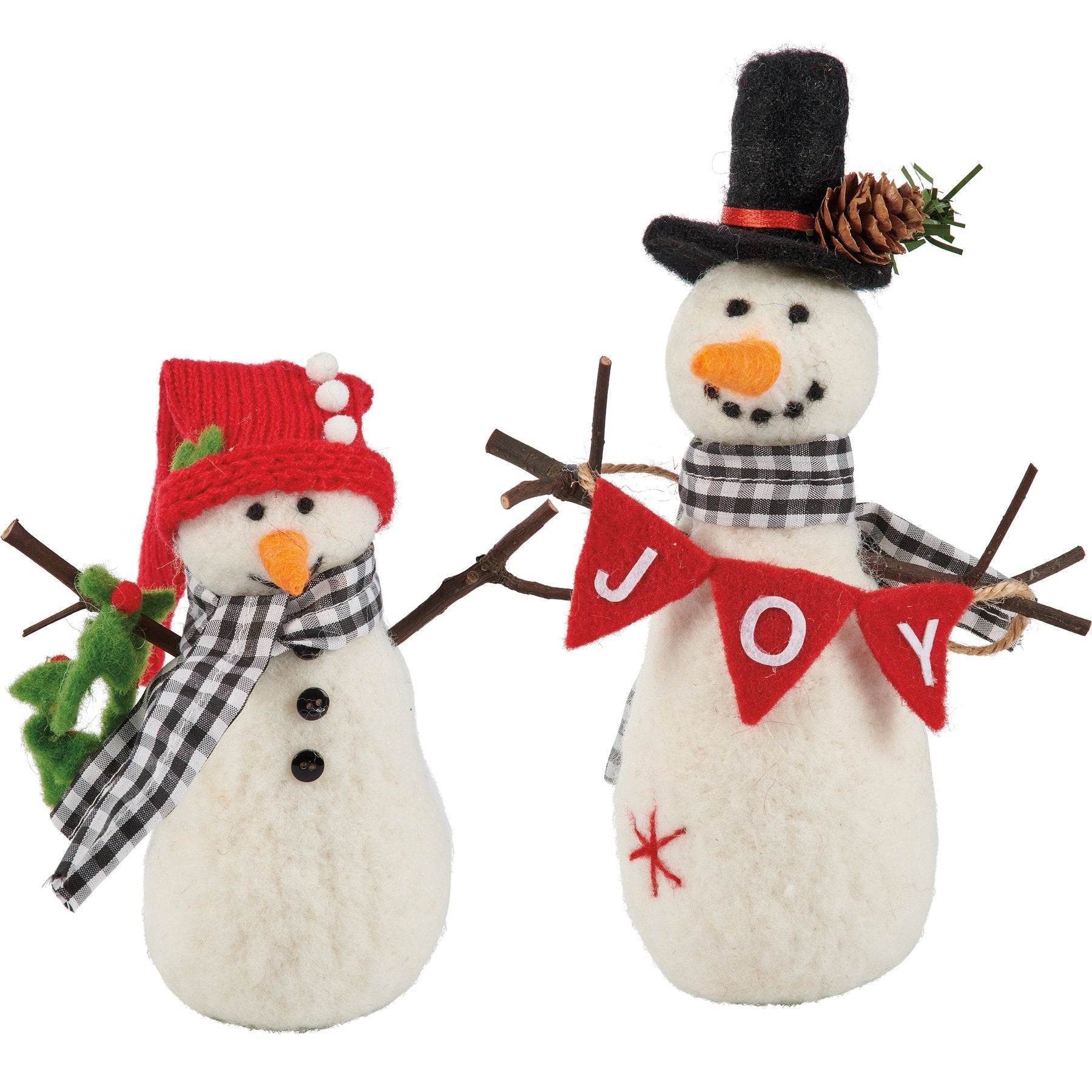 Delightful Felt Snowman Duo Critter Set: Joy Banner & Wreath Holiday Decor