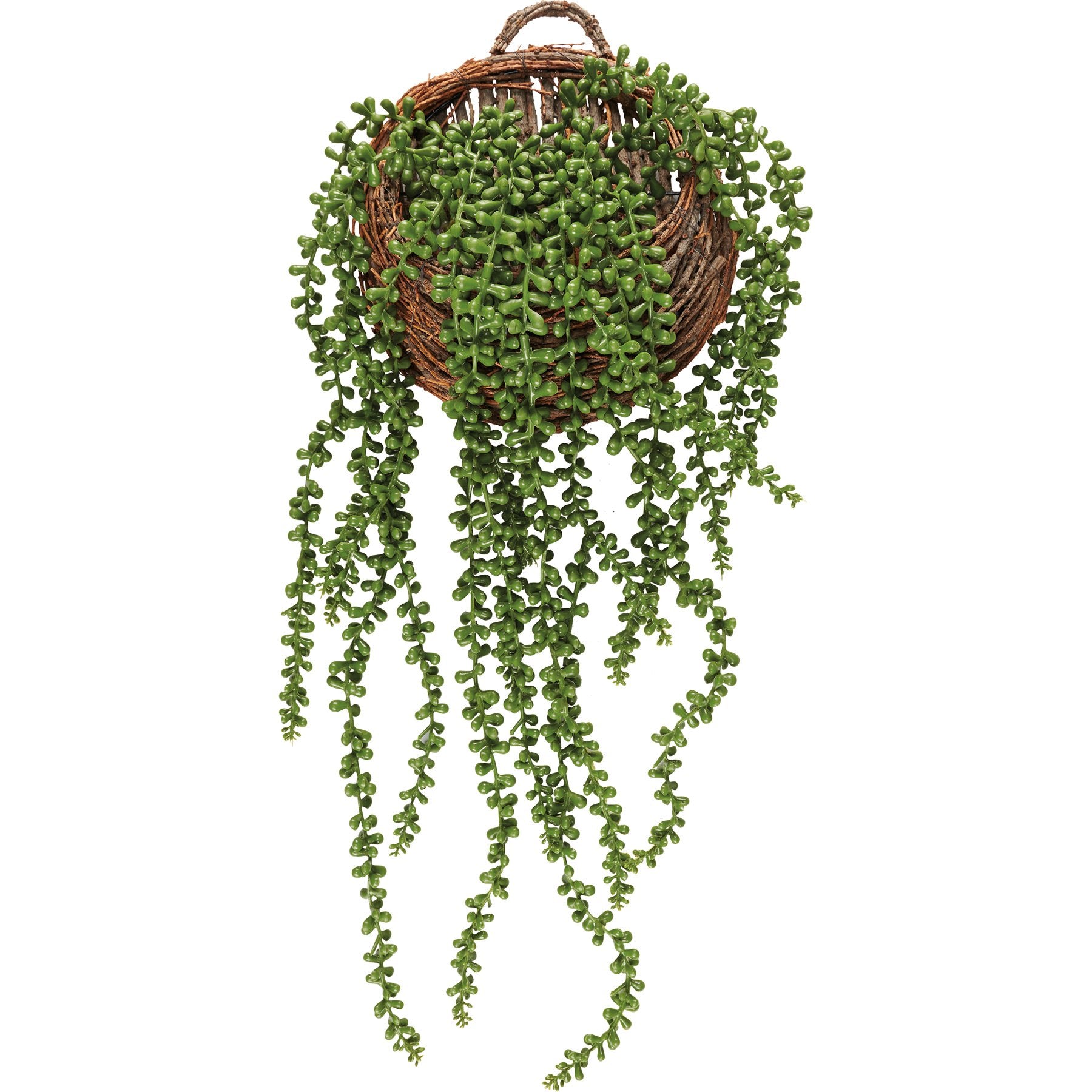 Chic Faux String of Pearls Wall Basket, Rustic Wood Planter Home Decor