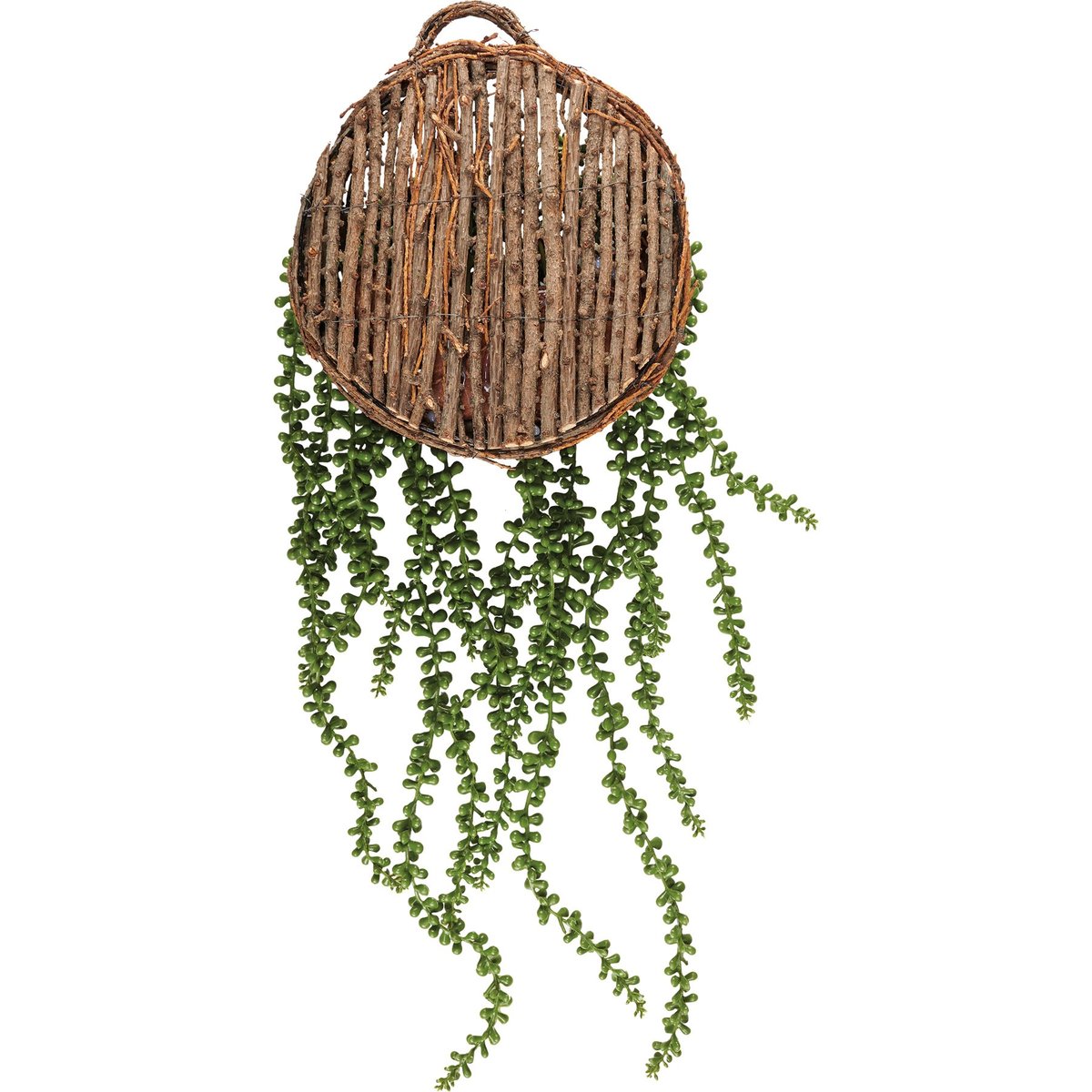 Chic Faux String of Pearls Wall Basket, Rustic Wood Planter Home Decor