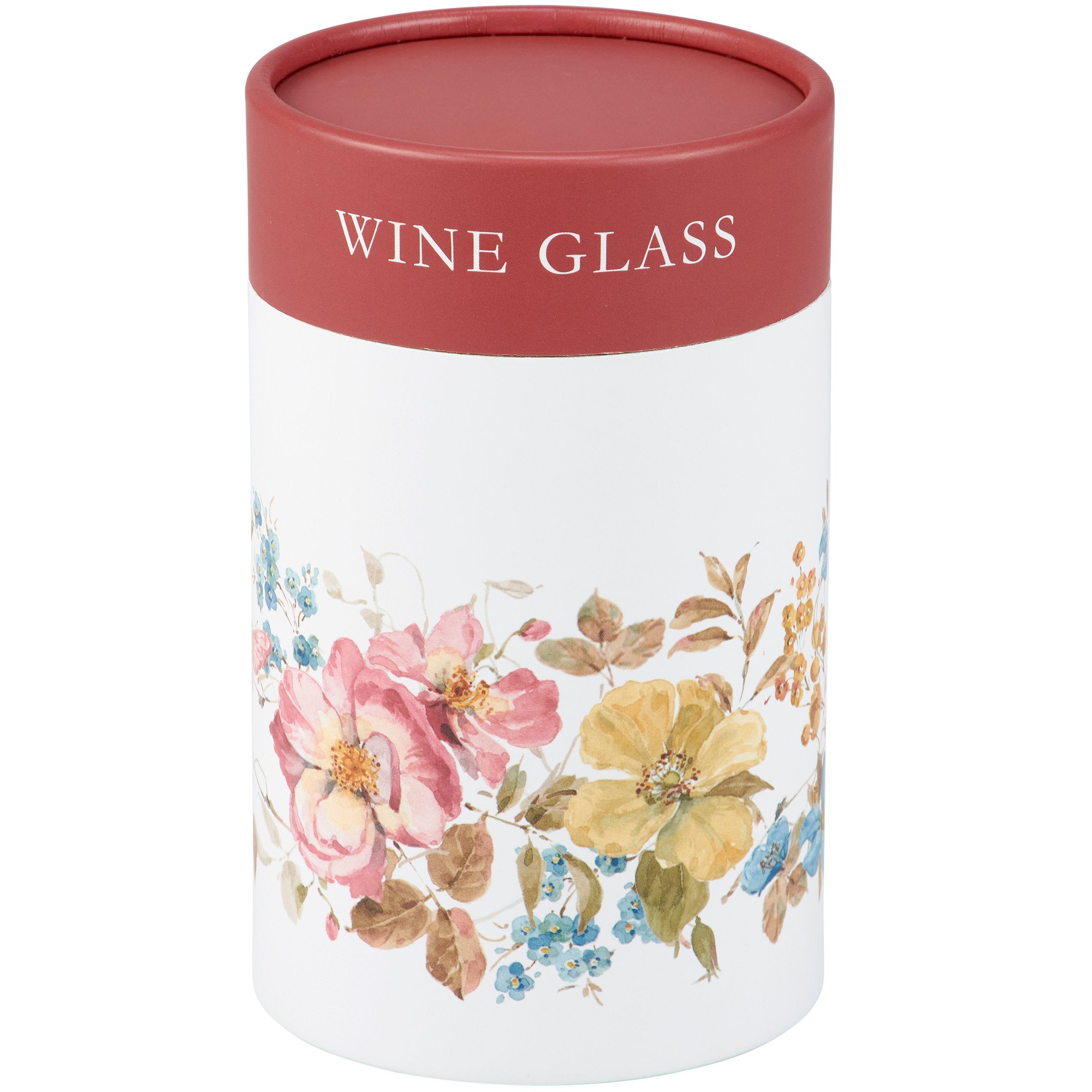Charming Floral Stemless Wine Glass, 15 oz, Artistic Hand-Painted Design